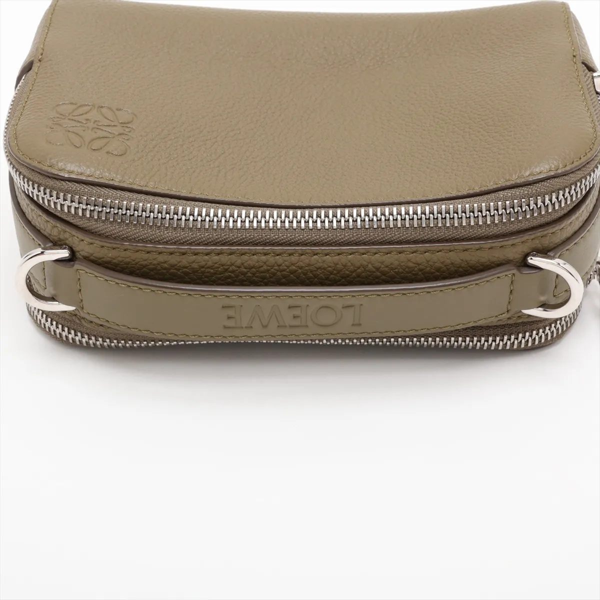 Anagram Camera Crossbody Bag Mini Leather Shoulder Bag Khaki — view 5