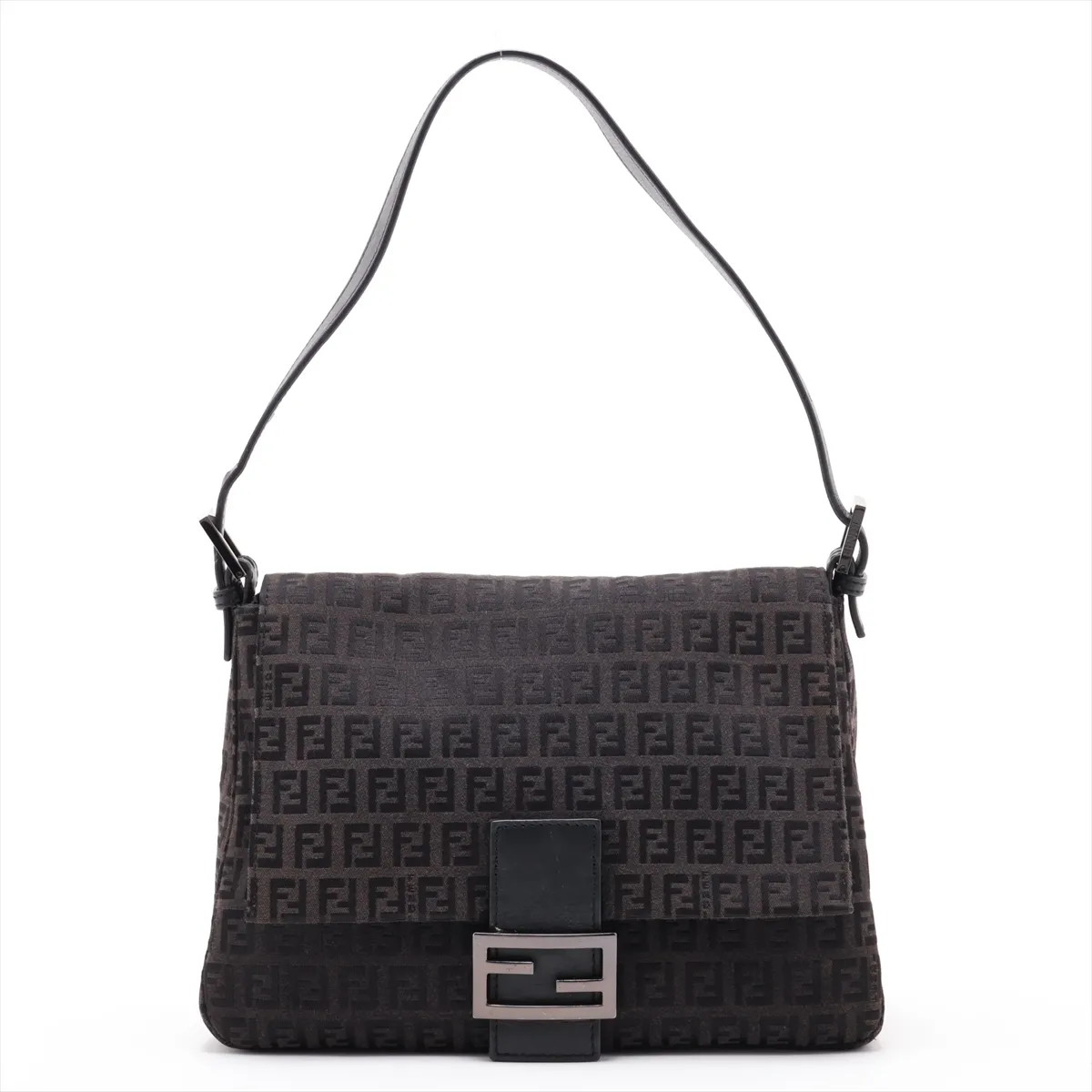 Zucchino Mamma Bucket Canvas x Leather Shoulder Bag, Black 8BR001