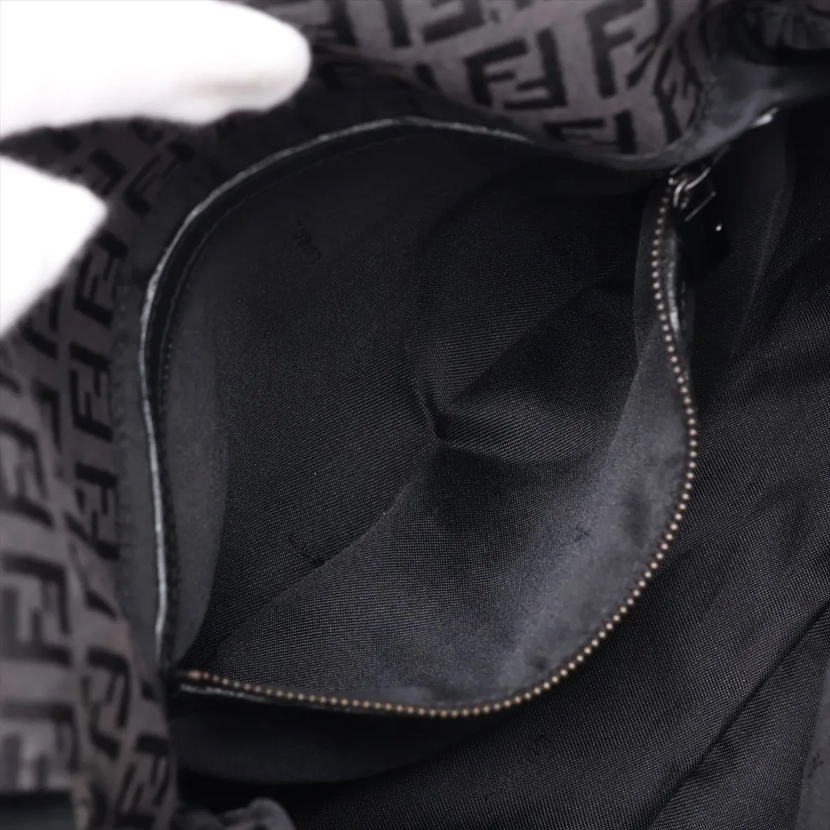 Zucchino Mamma Bucket Canvas x Leather Shoulder Bag, Black 8BR001 — view 7