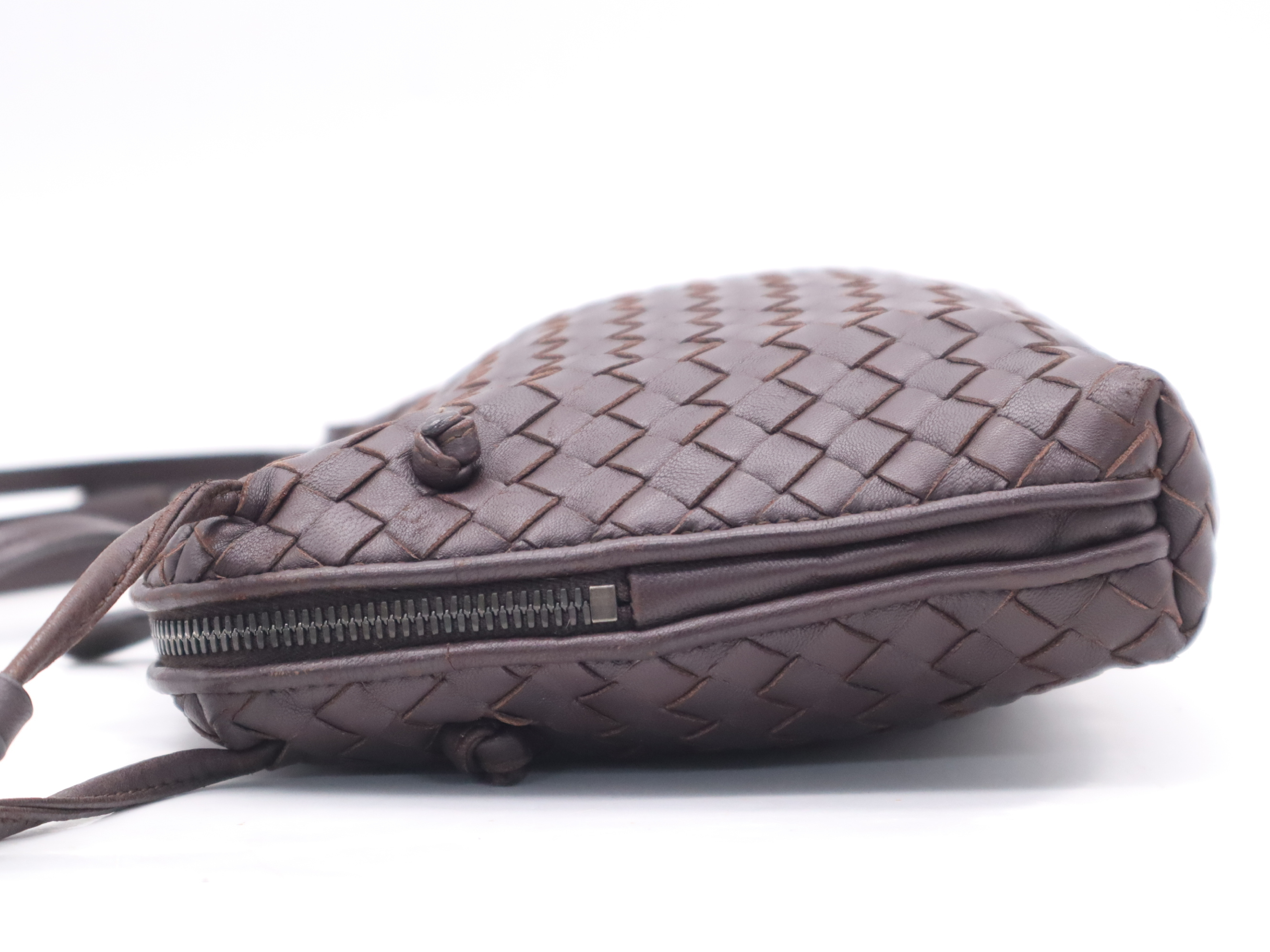 Leather Intrecciato Nodini Shoulder Bag, Brown Shoulder Bag — view 3