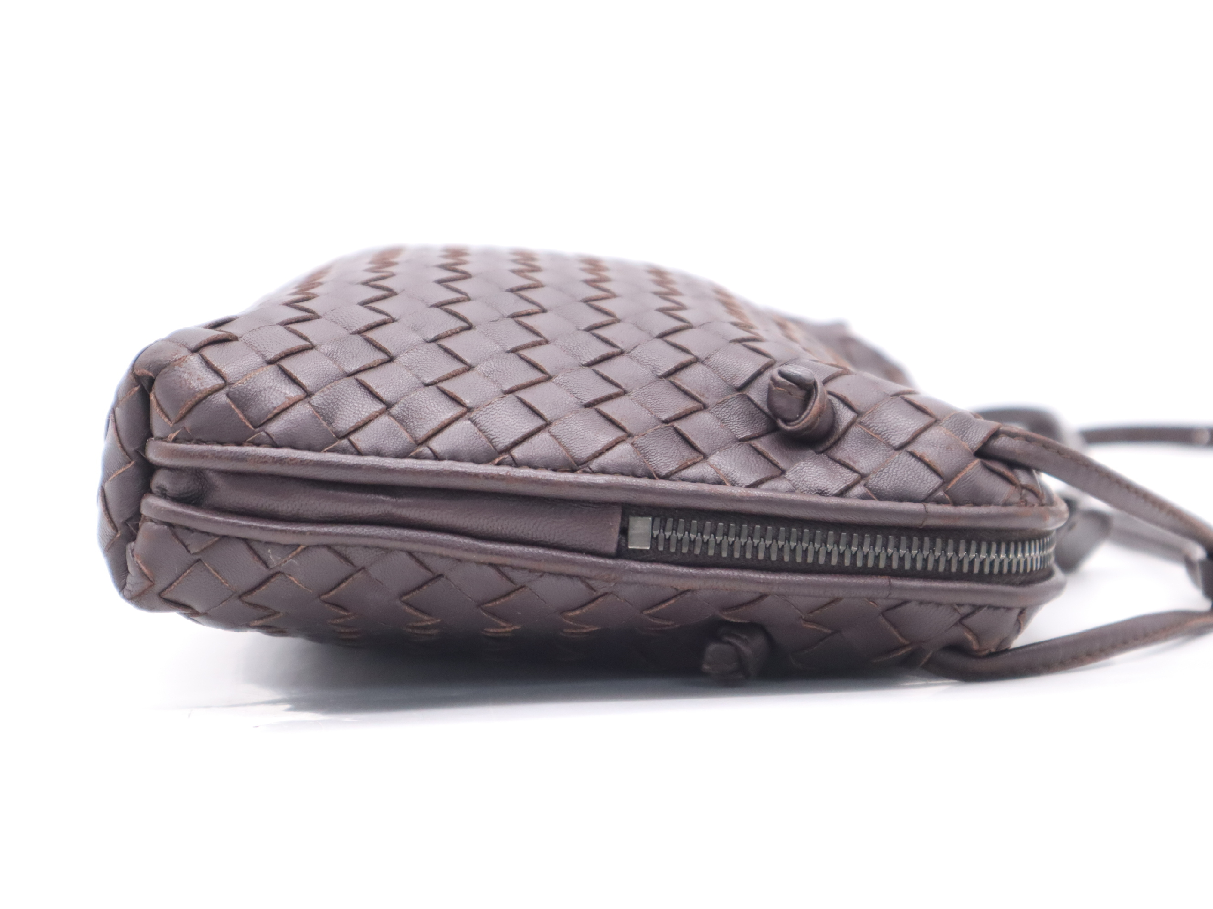 Leather Intrecciato Nodini Shoulder Bag, Brown Shoulder Bag — view 5