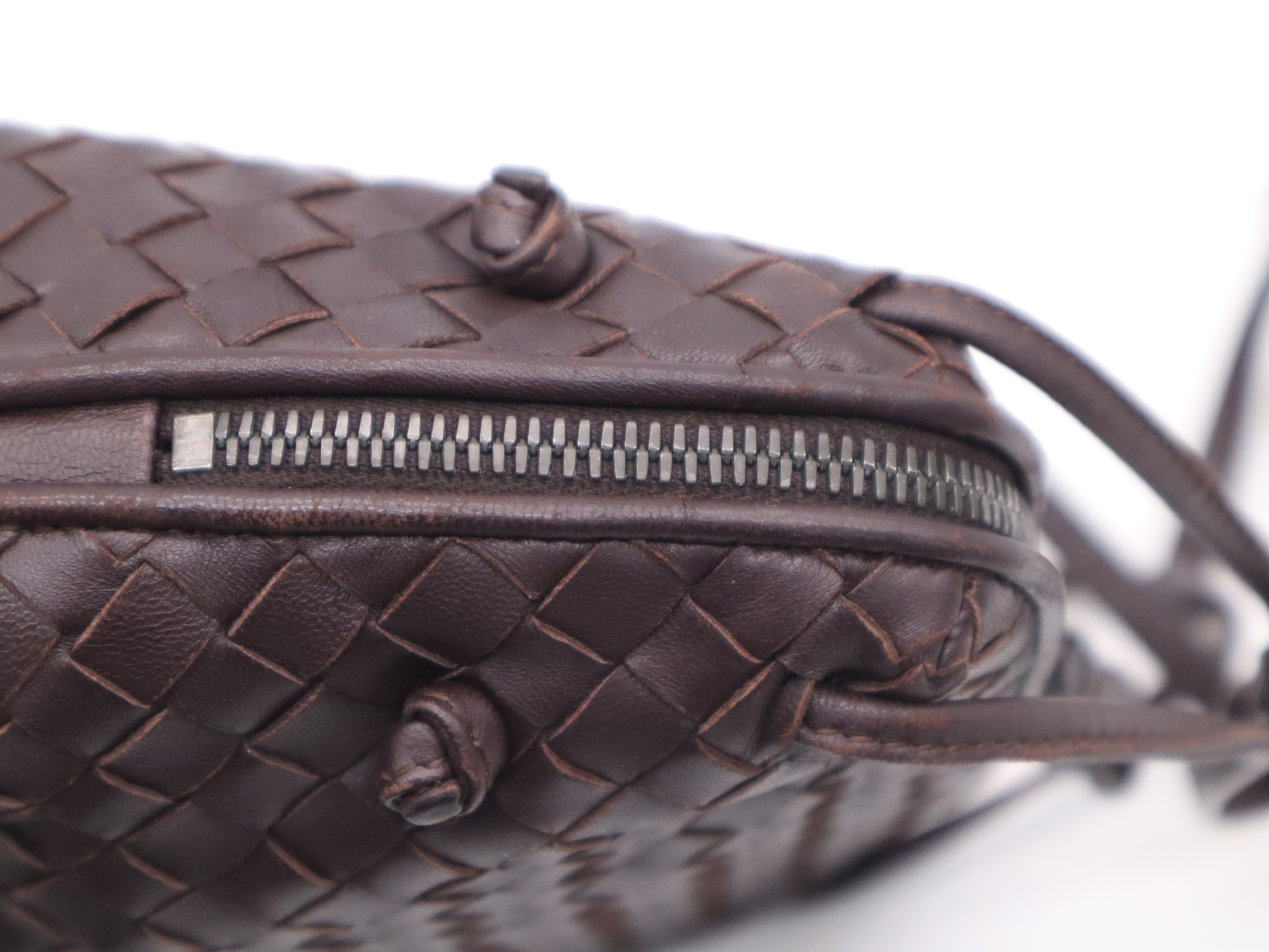 Leather Intrecciato Nodini Shoulder Bag, Brown Shoulder Bag — view 7