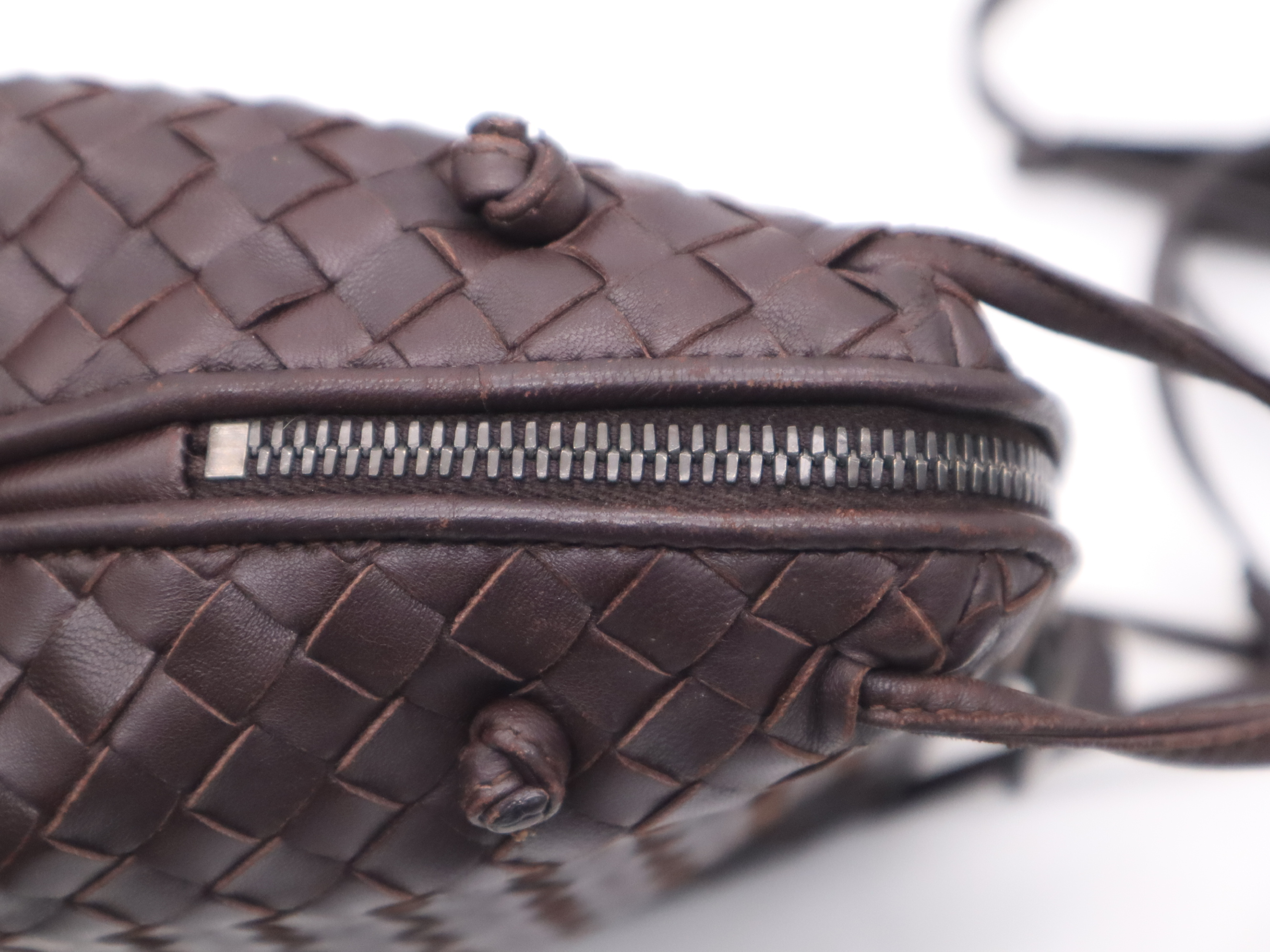 Leather Intrecciato Nodini Shoulder Bag, Brown Shoulder Bag — view 8