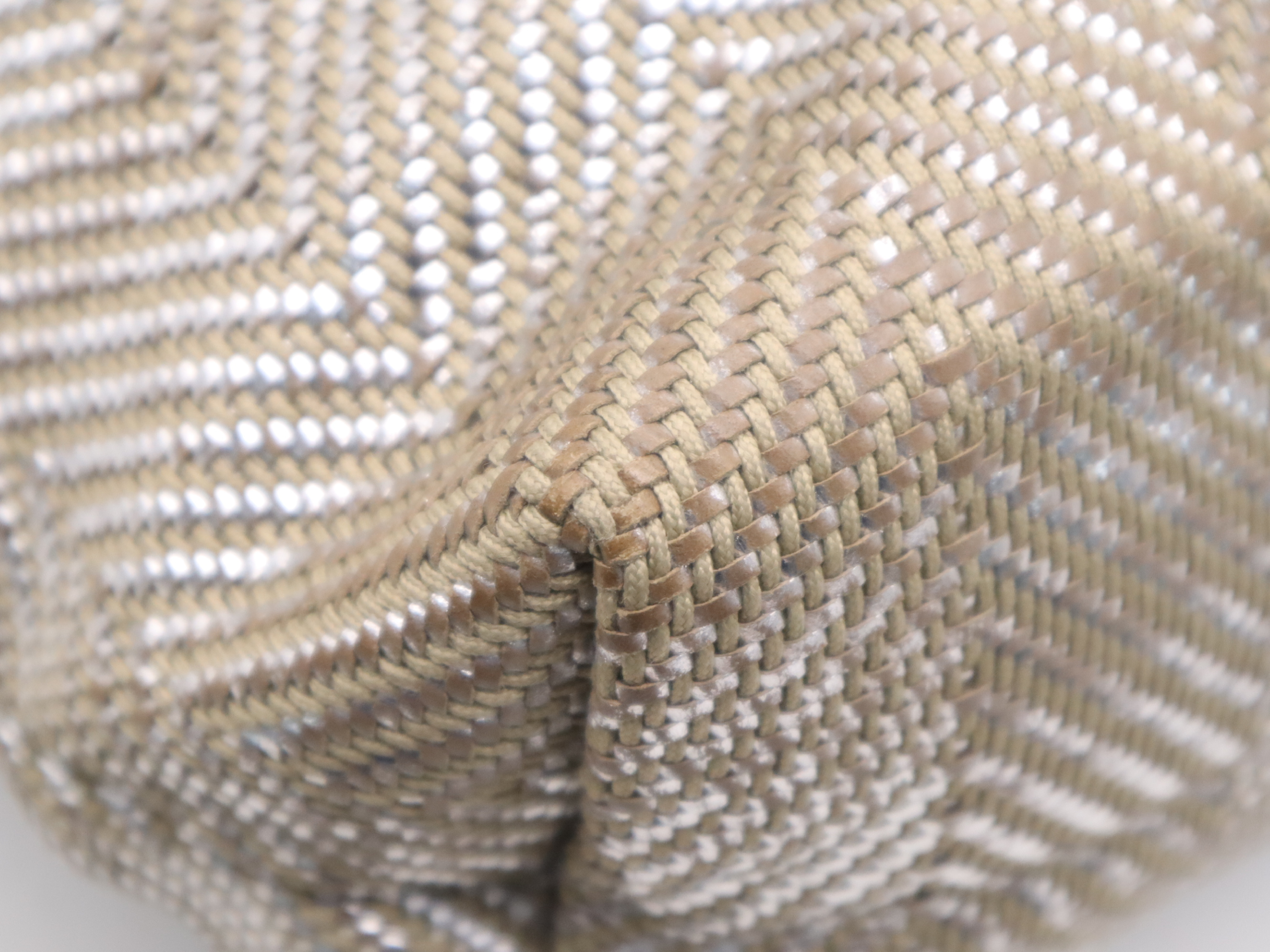 Leather/Polyester Amedaba Chennai Tote Bag, Beige/Silver, M Stamp, 2009. Tote Bag. — view 11