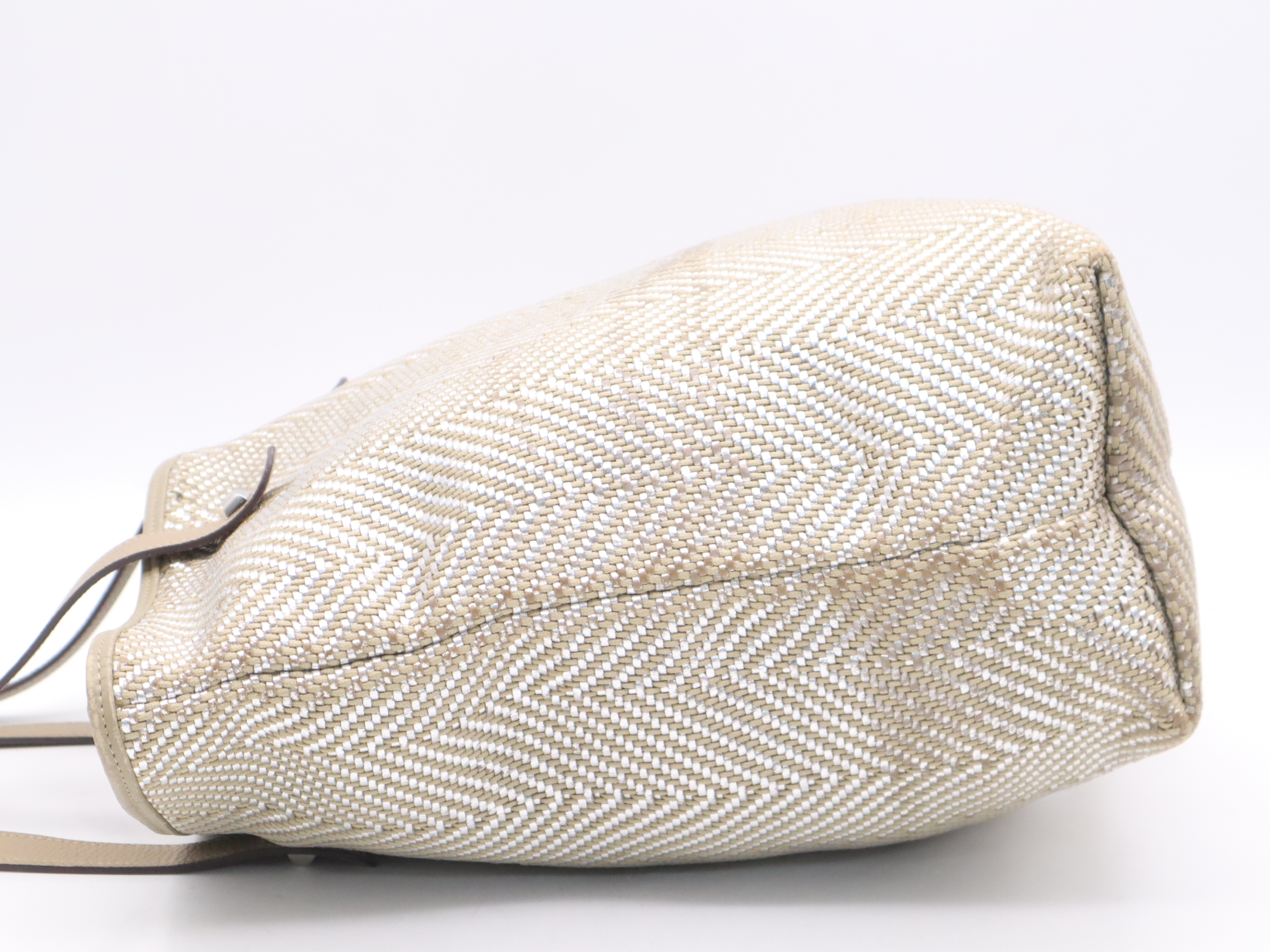 Leather/Polyester Amedaba Chennai Tote Bag, Beige/Silver, M Stamp, 2009. Tote Bag. — view 3