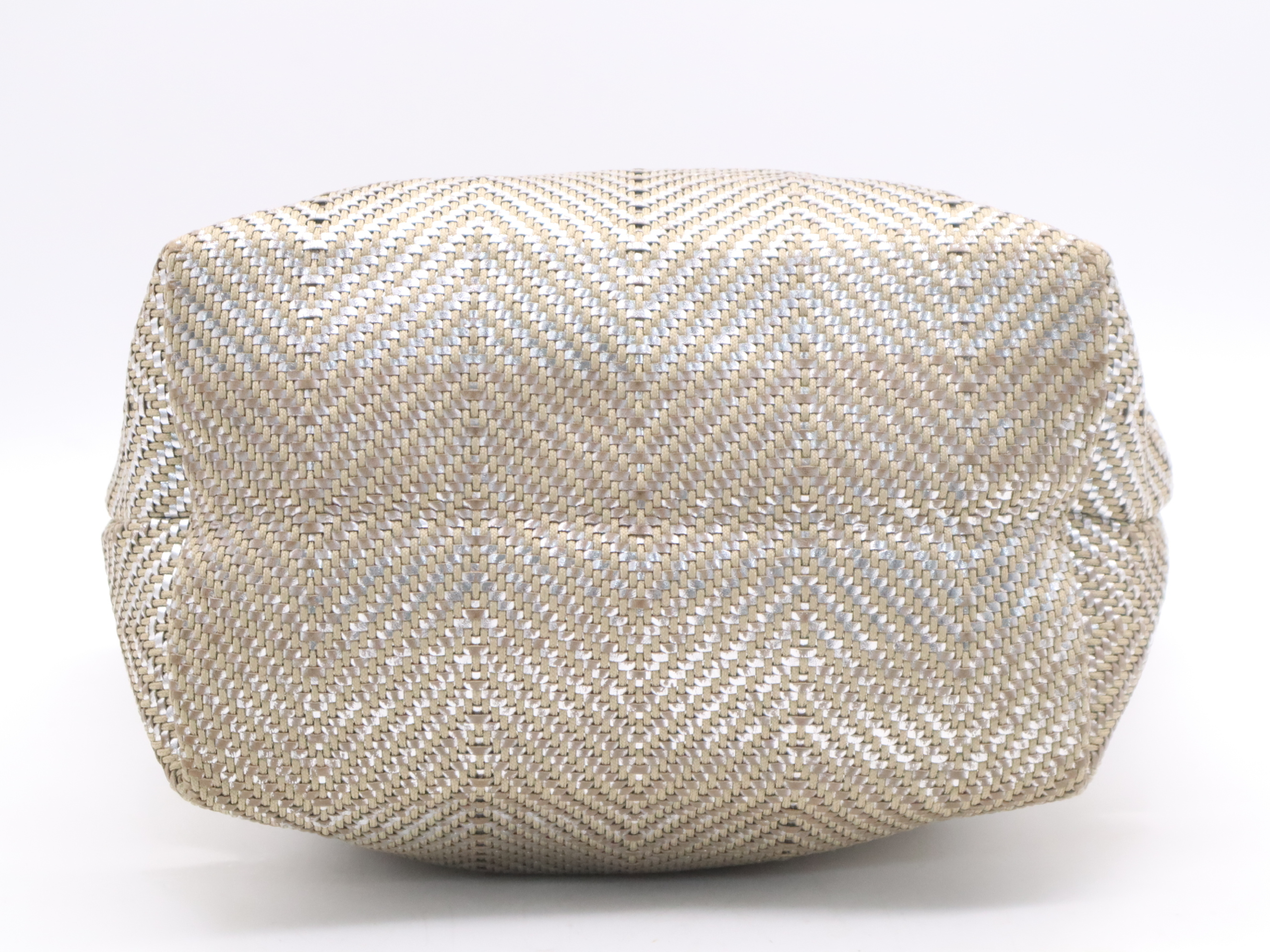 Leather/Polyester Amedaba Chennai Tote Bag, Beige/Silver, M Stamp, 2009. Tote Bag. — view 4