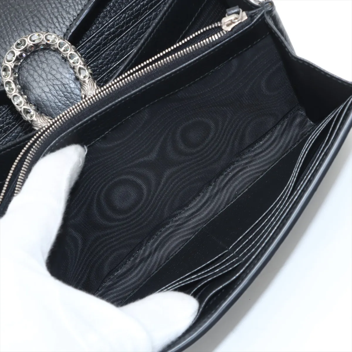 Dionysus Leather Chain Wallet, Black, 401231 — view 9