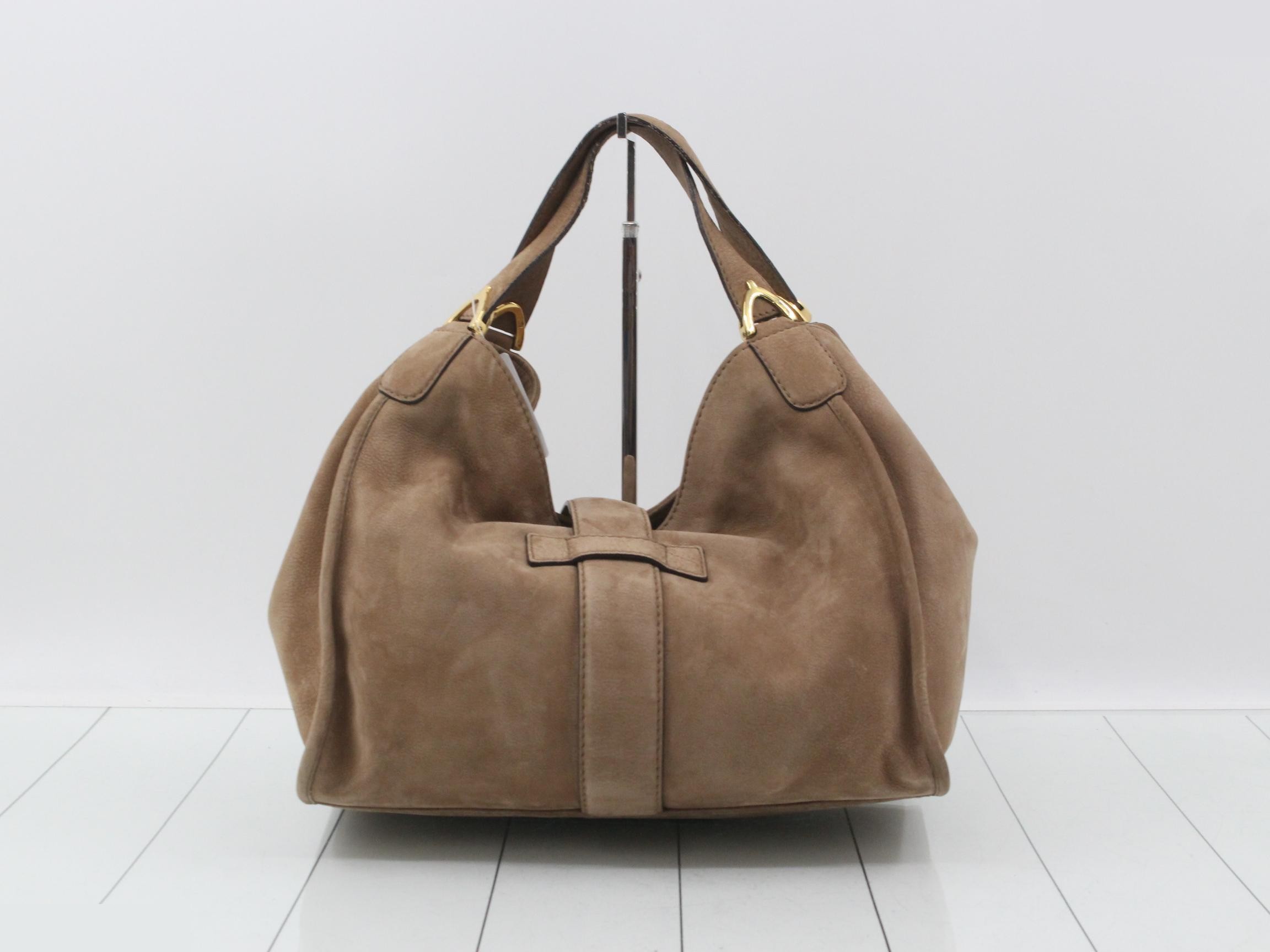 Soft Stirrup Tote Suede Beige — view 2