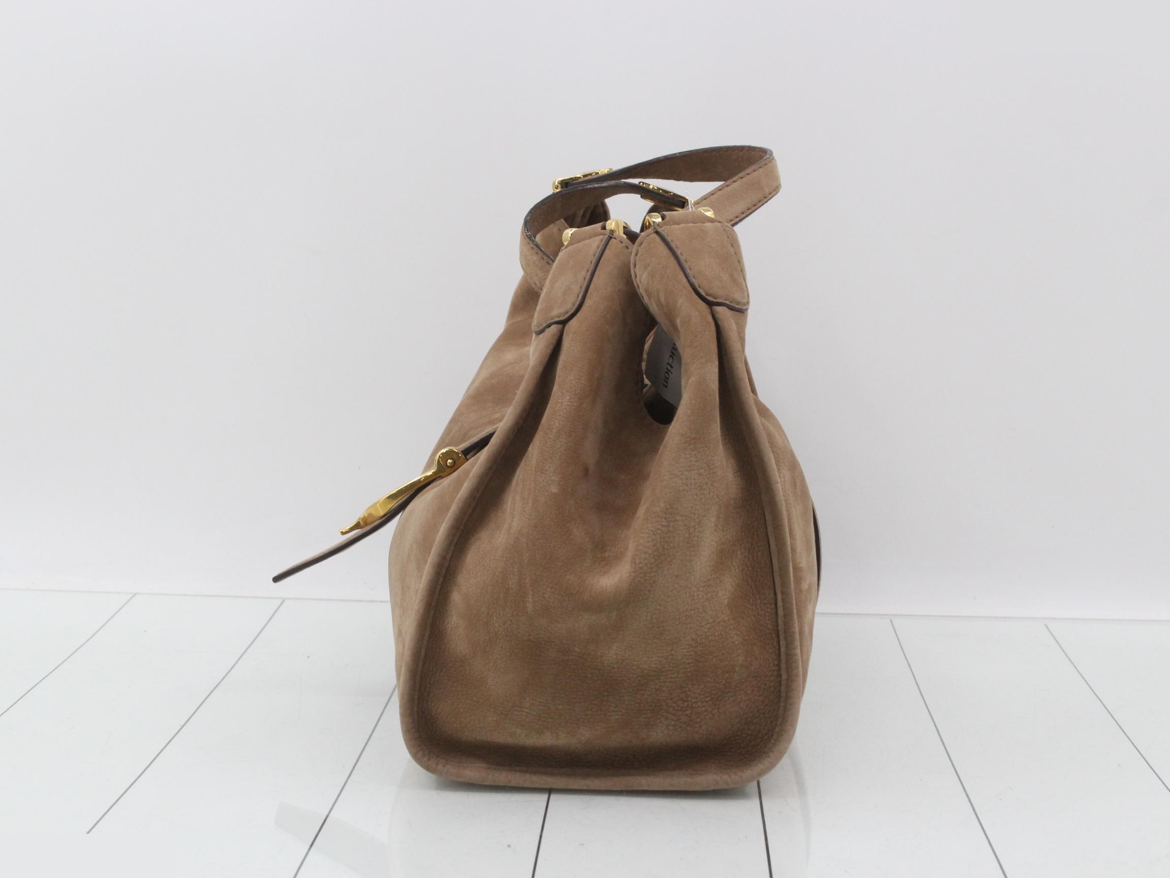 Soft Stirrup Tote Suede Beige — view 3