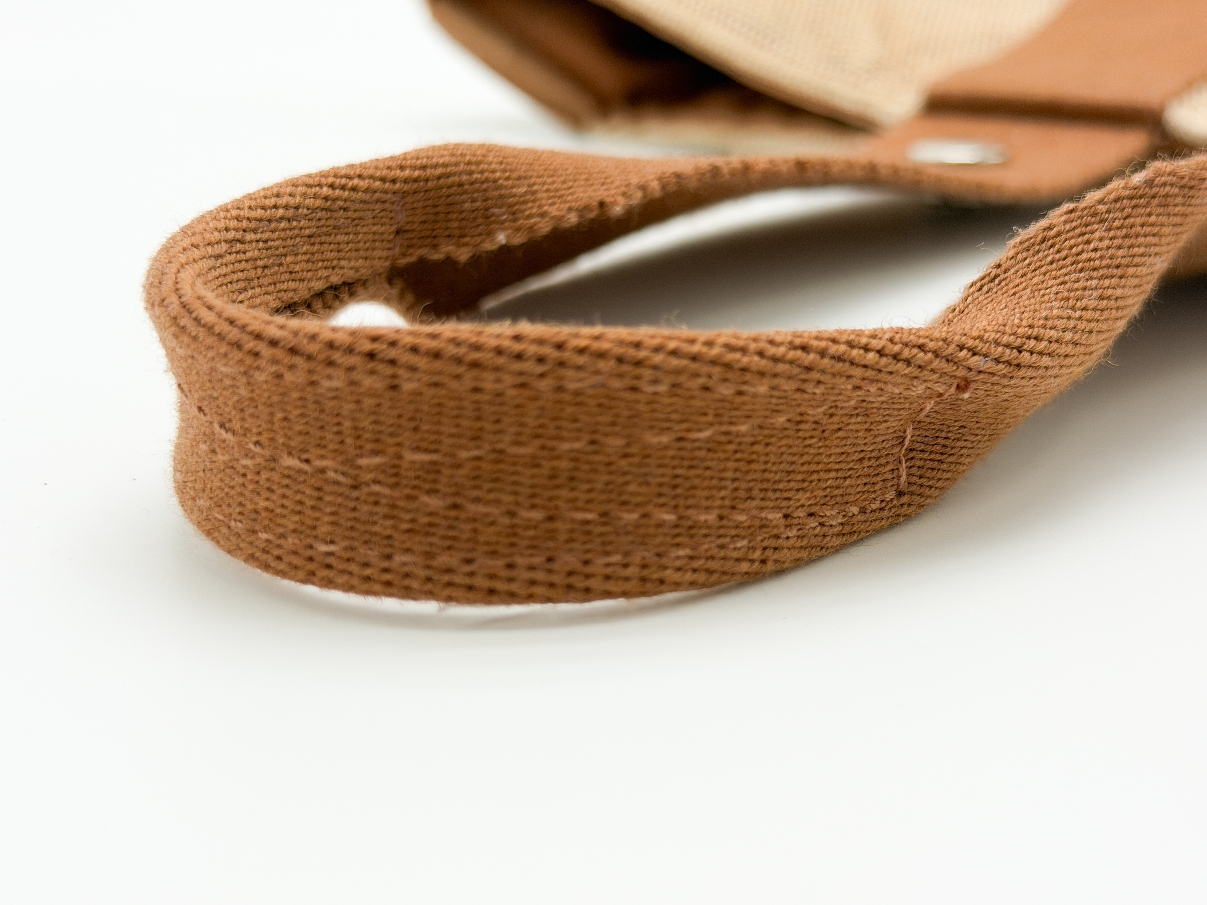 Saxo MM Canvas Tote Bag in Beige x Brown with Silver Hardware — view 4