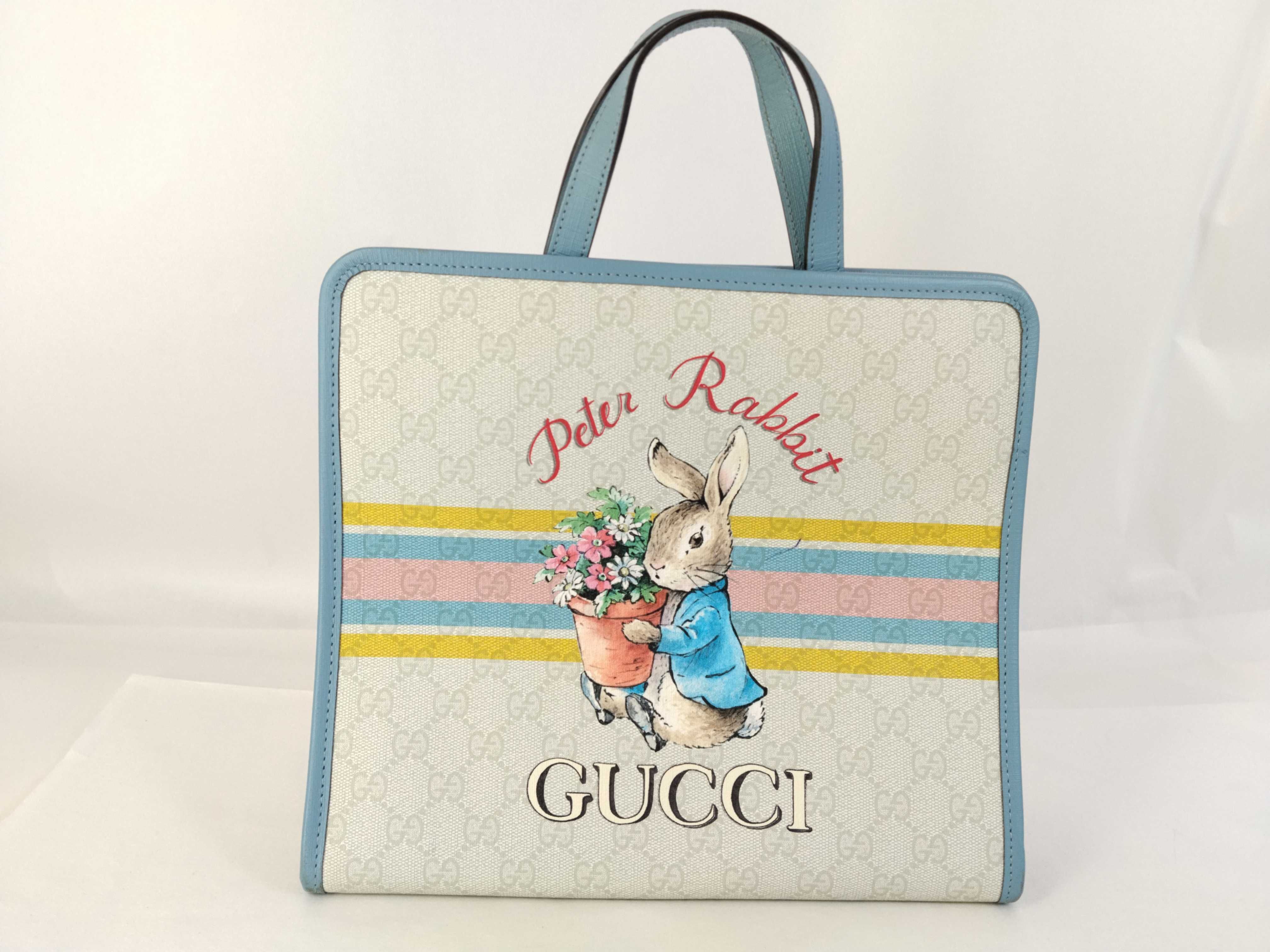 GG Supreme Children's PVC x Leather Handbag Blue 605614 Peter Rabbit Handbag