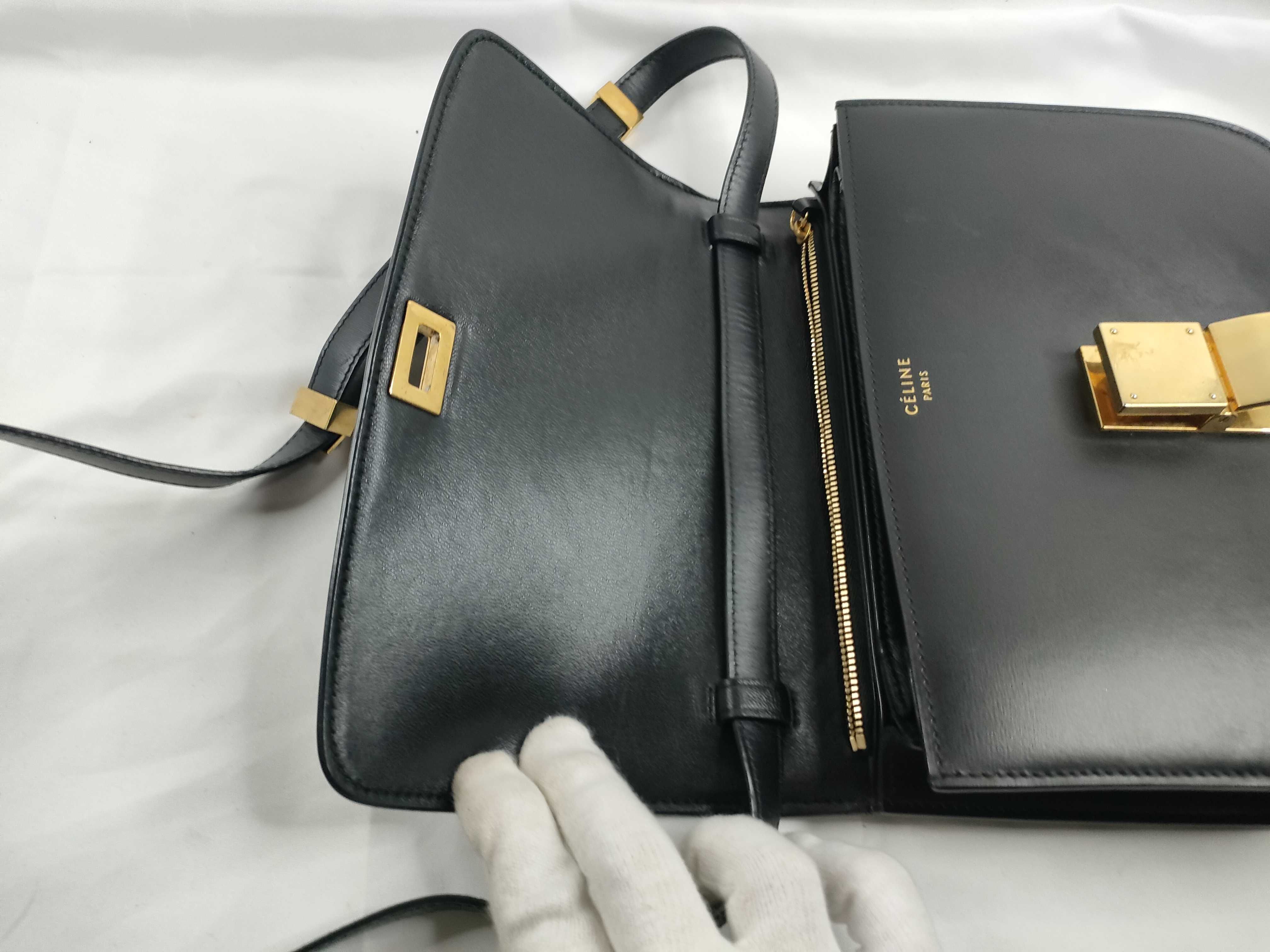 Classic Box Shoulder Bag, Black Leather Shoulder Bag — view 9