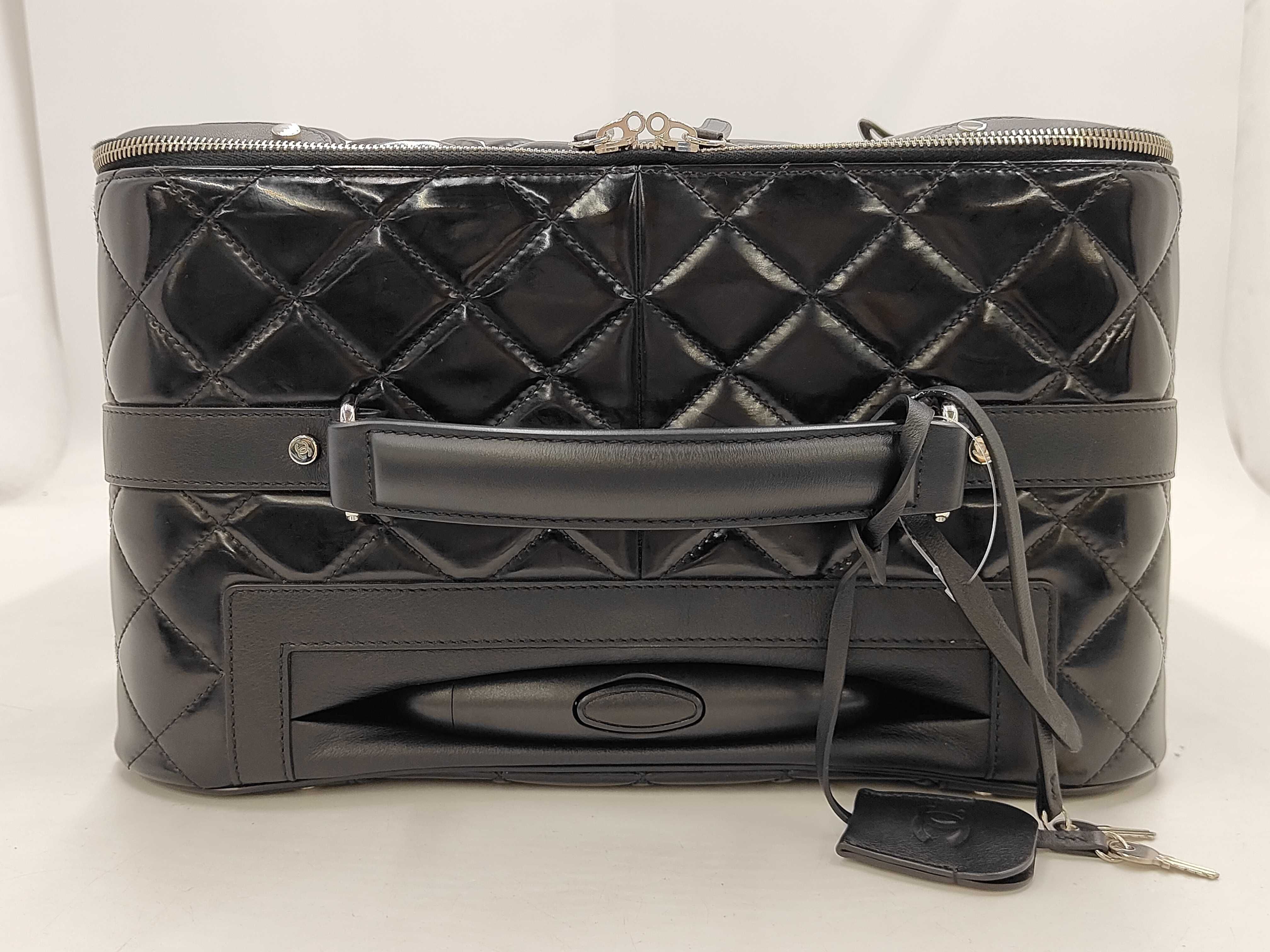 Carry-on Suitcase, Patent Leather, Black, S-shaped Hardware, Carry Bag — view 3