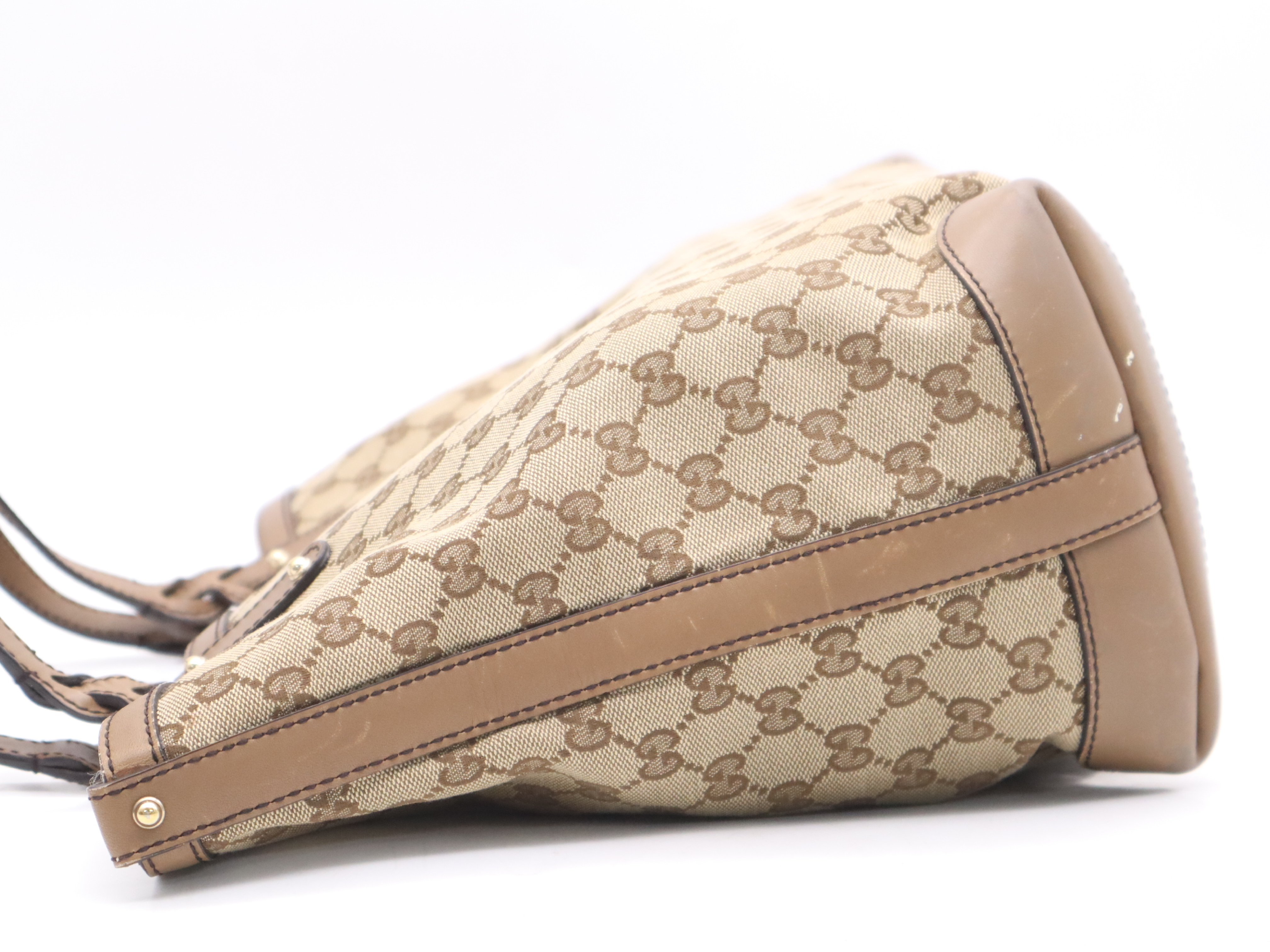 247209 Canvas x Leather GG Canvas Tote Bag, Beige, Gold Hardware, Includes Pouch and Dust Bag. — view 3