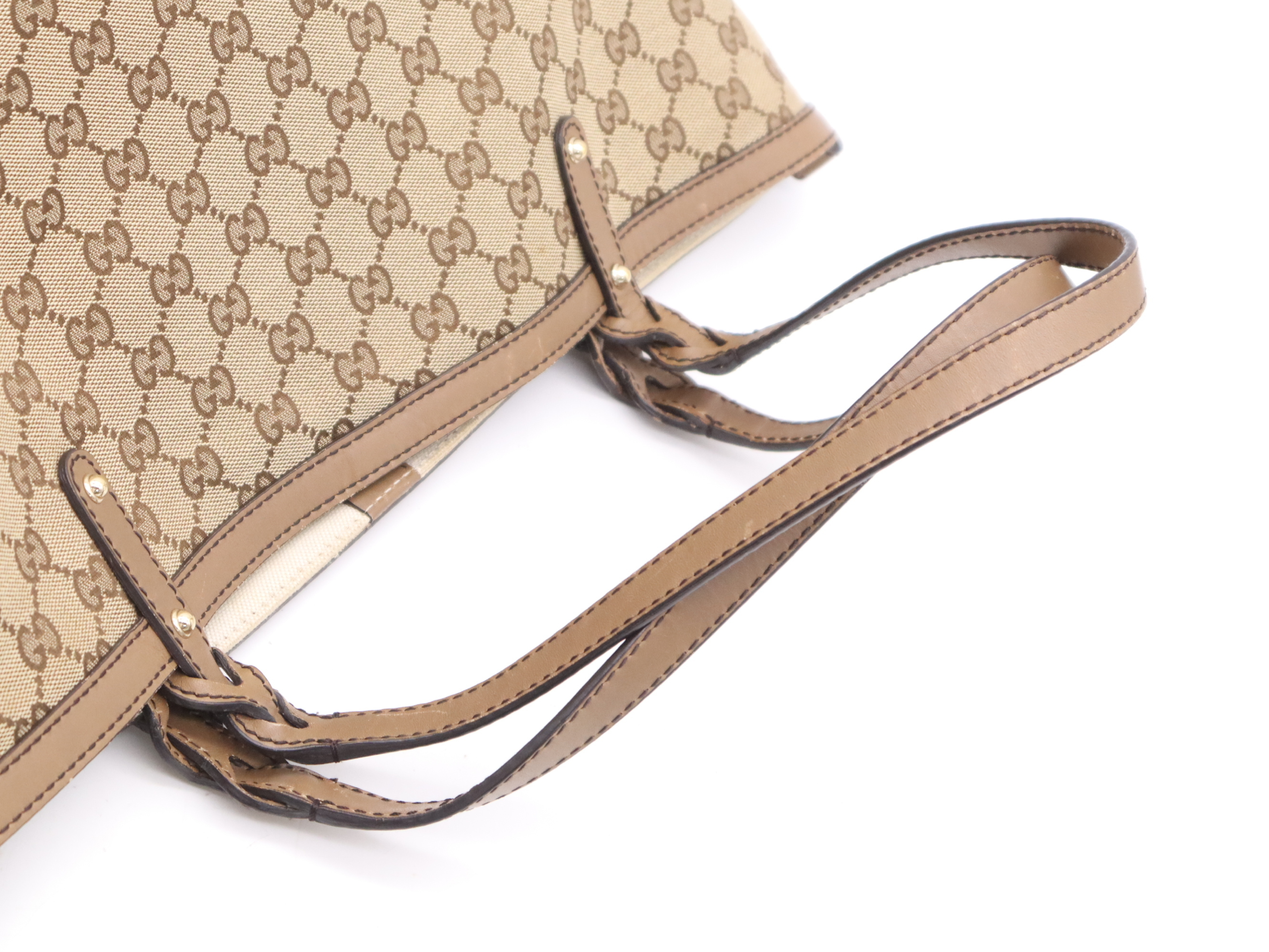 247209 Canvas x Leather GG Canvas Tote Bag, Beige, Gold Hardware, Includes Pouch and Dust Bag. — view 6