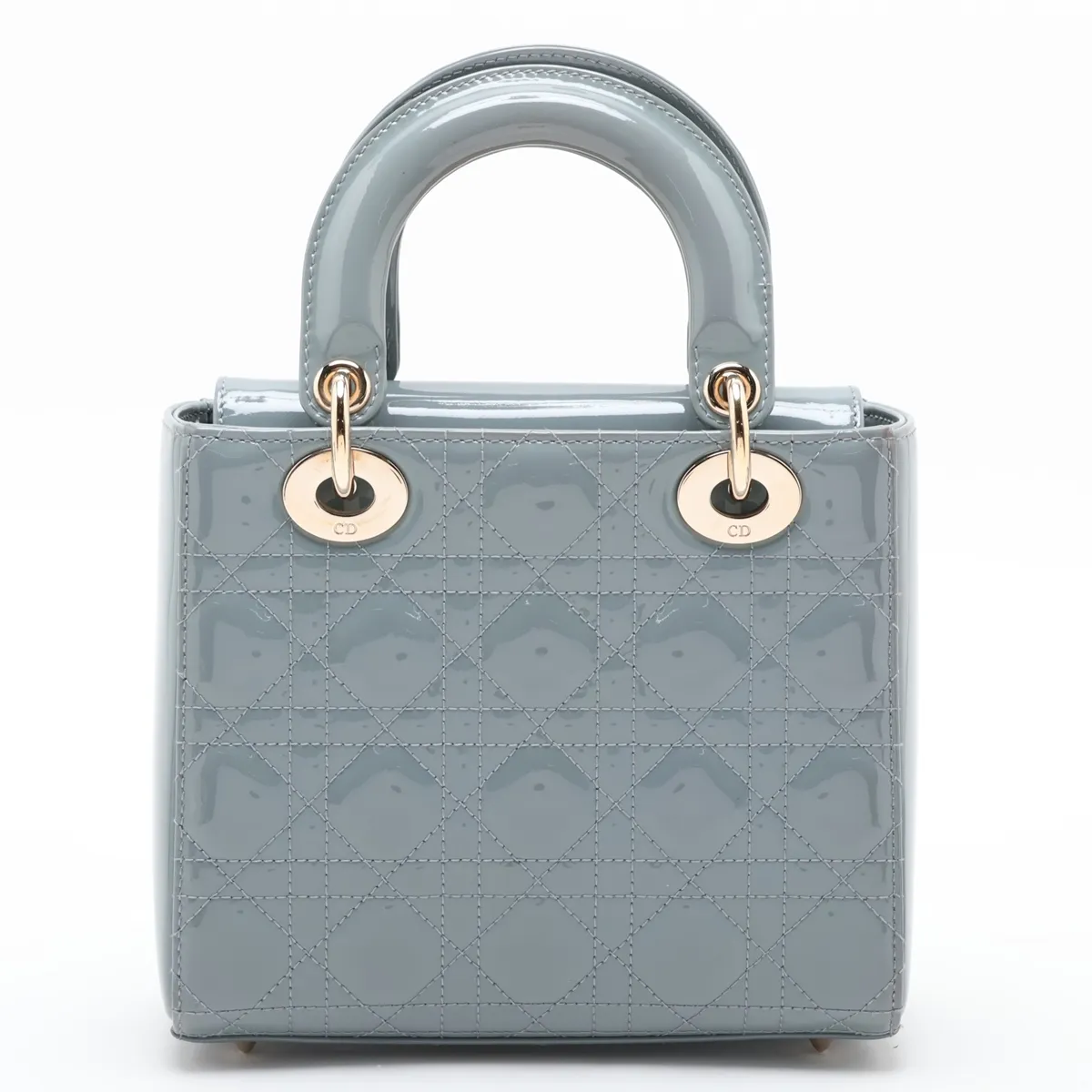 Cannage Lady Dior Patent Leather 2-Way Handbag, Blue — view 2