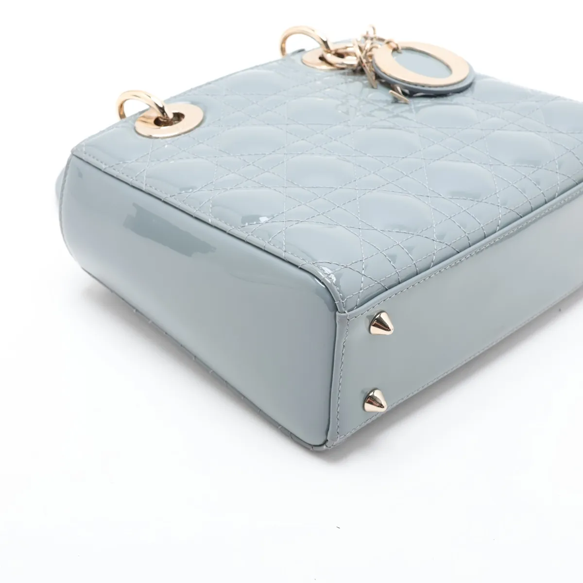 Cannage Lady Dior Patent Leather 2-Way Handbag, Blue — view 4