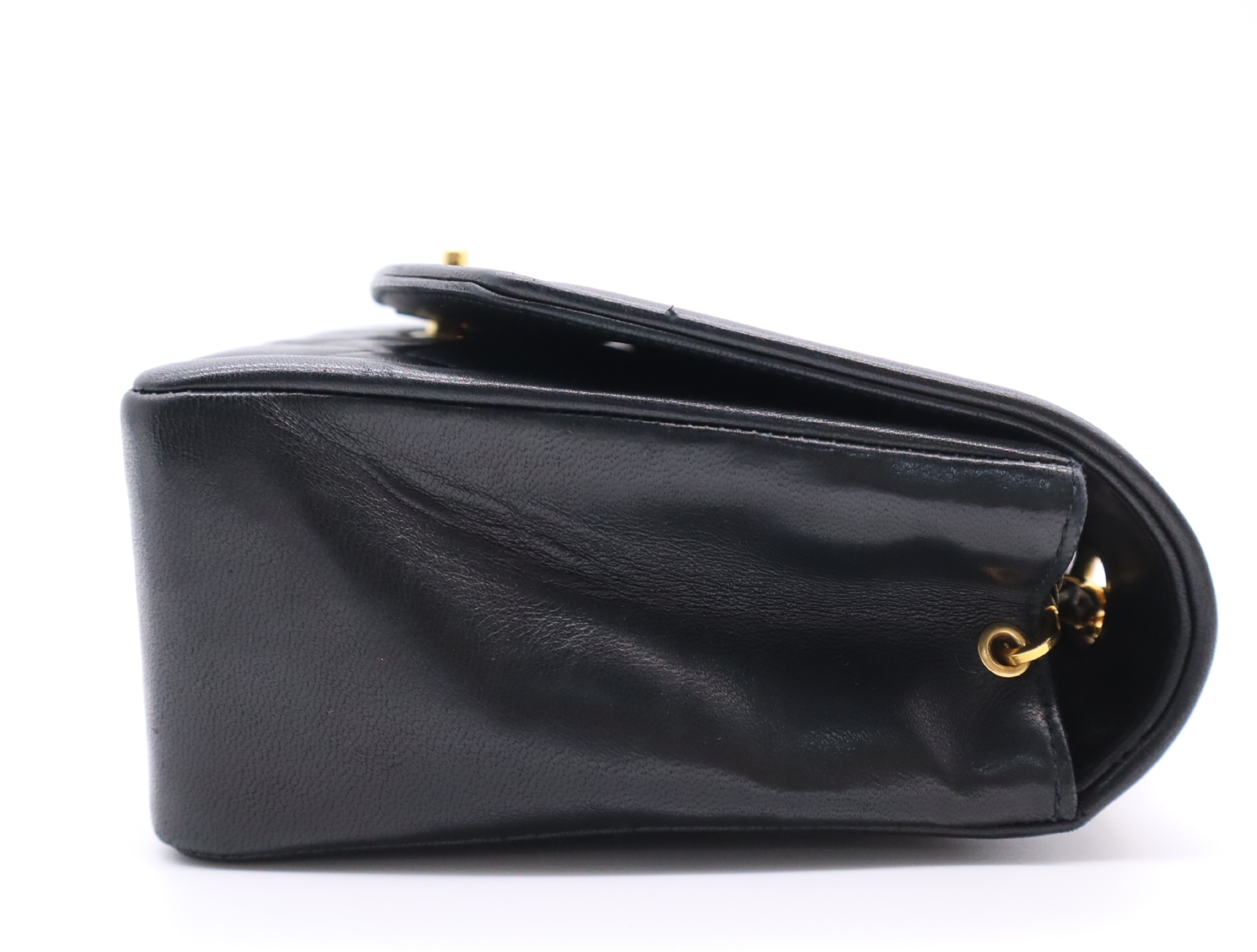 Lambskin Matelassé Diana 25 Shoulder Bag with Small Flap and Small Chain, Gold Hardware, Black, with Guarantee Card, Dust Bag, and Seal, 17170266 — view 5