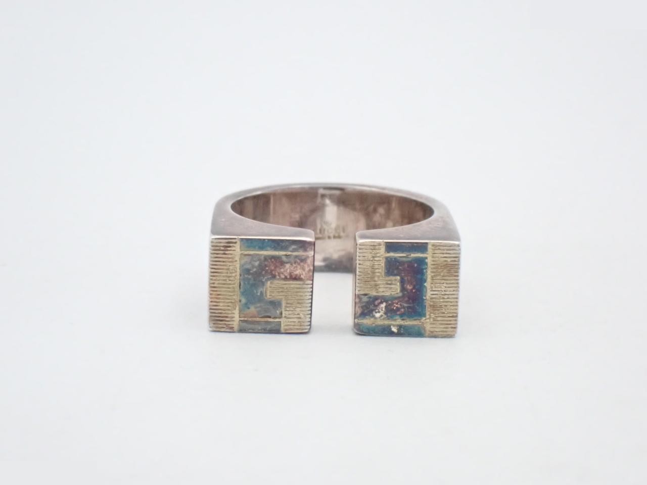 Logo Square Ring, 925 sterling silver, 12.6g, Size #12