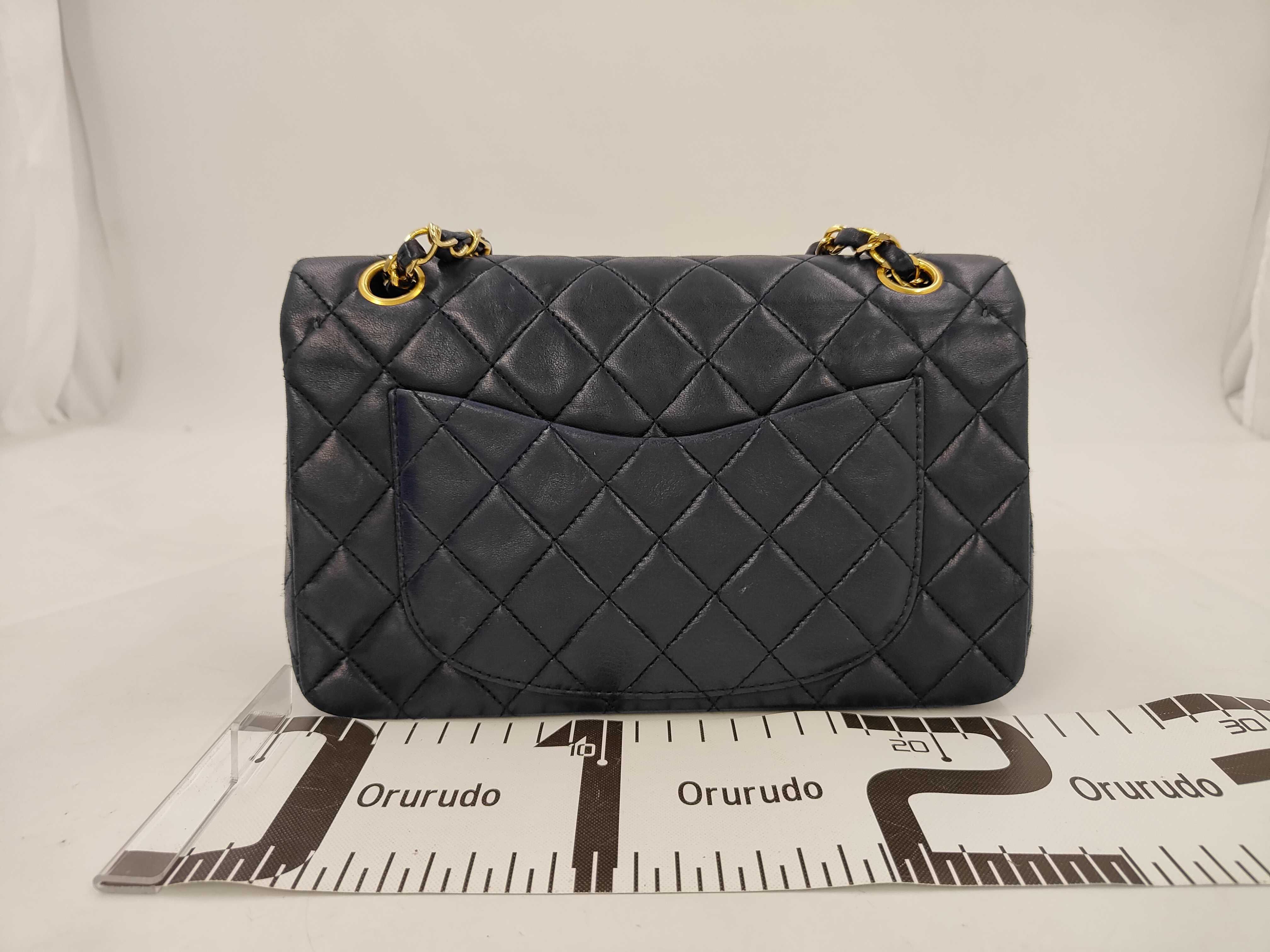 Double Flap Lambskin Navy Shoulder Bag 740 — view 2