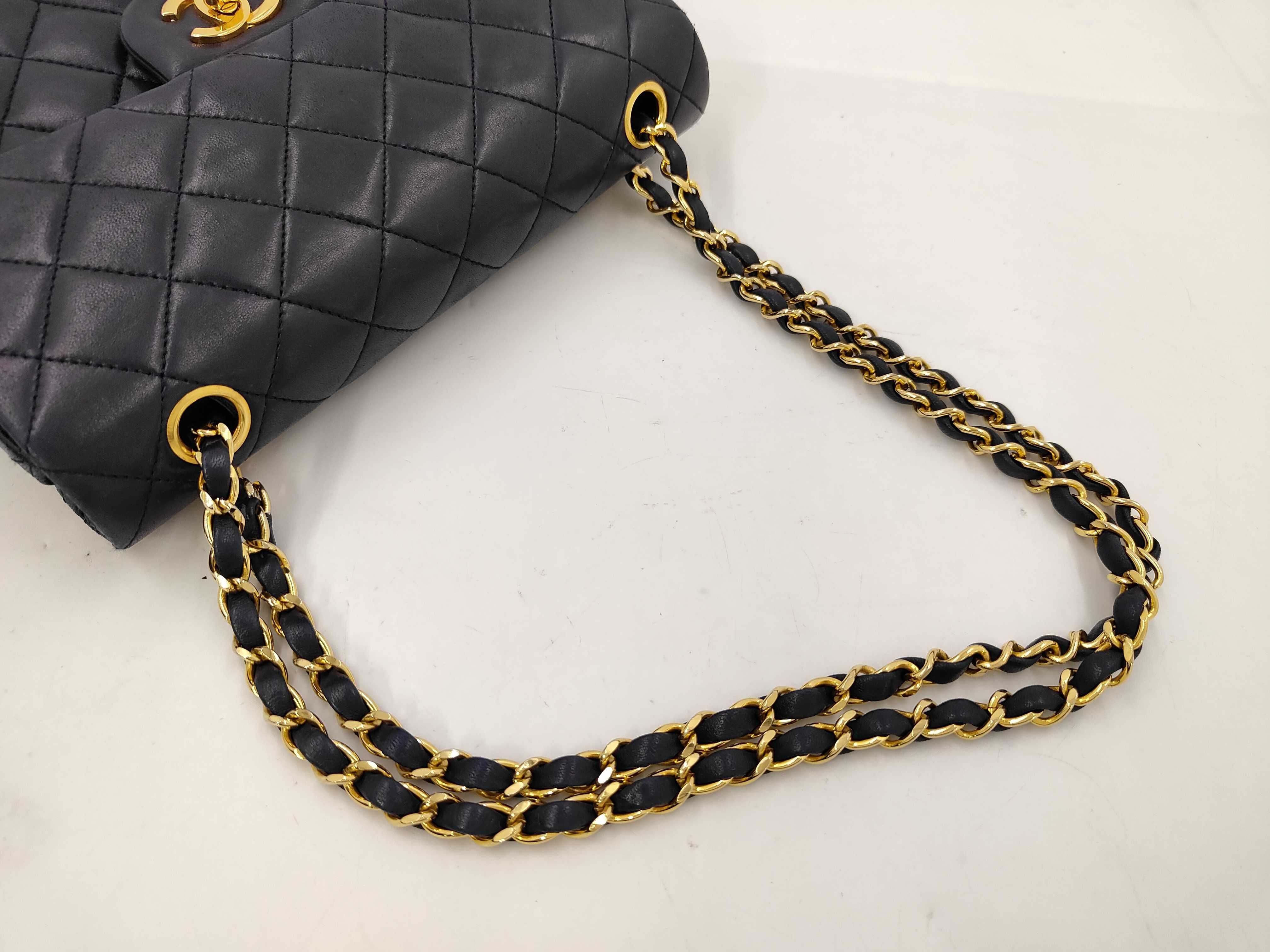 Double Flap Lambskin Navy Shoulder Bag 740 — view 3