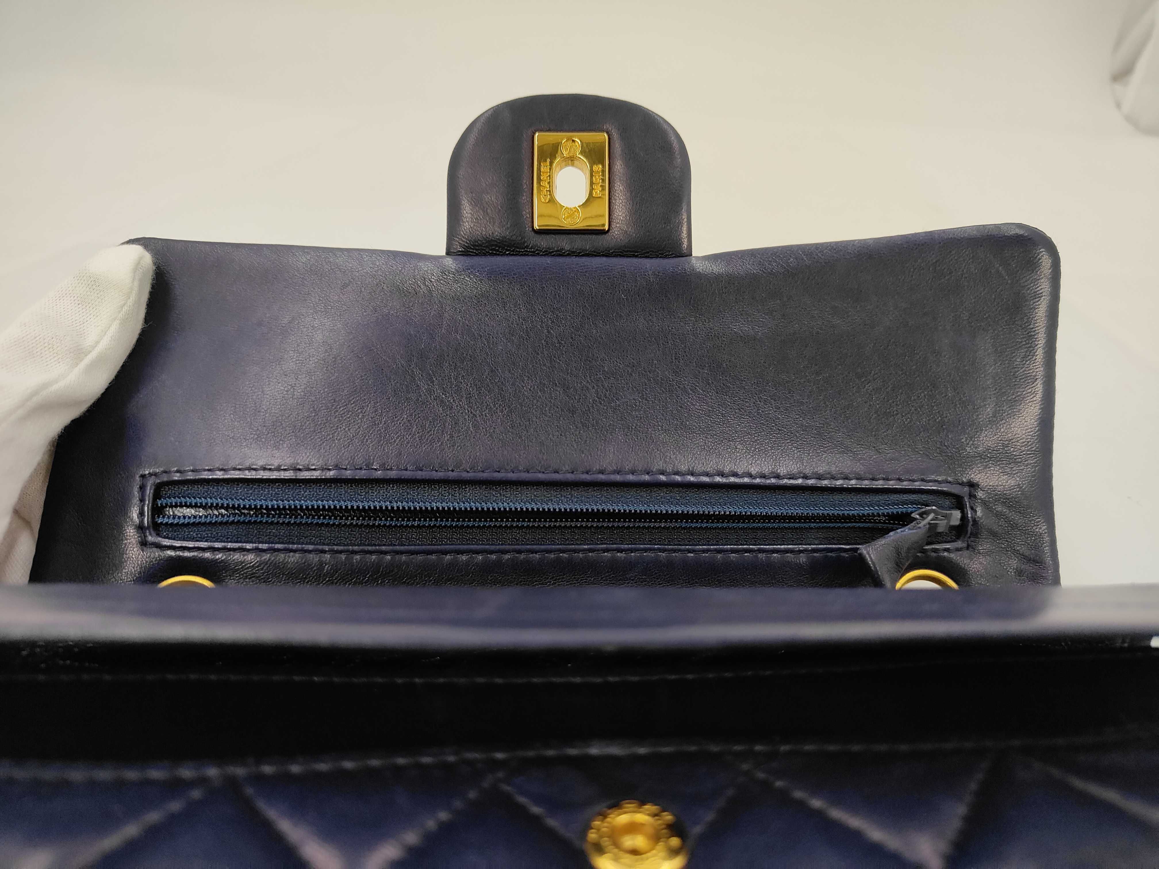 Double Flap Lambskin Navy Shoulder Bag 740 — view 8