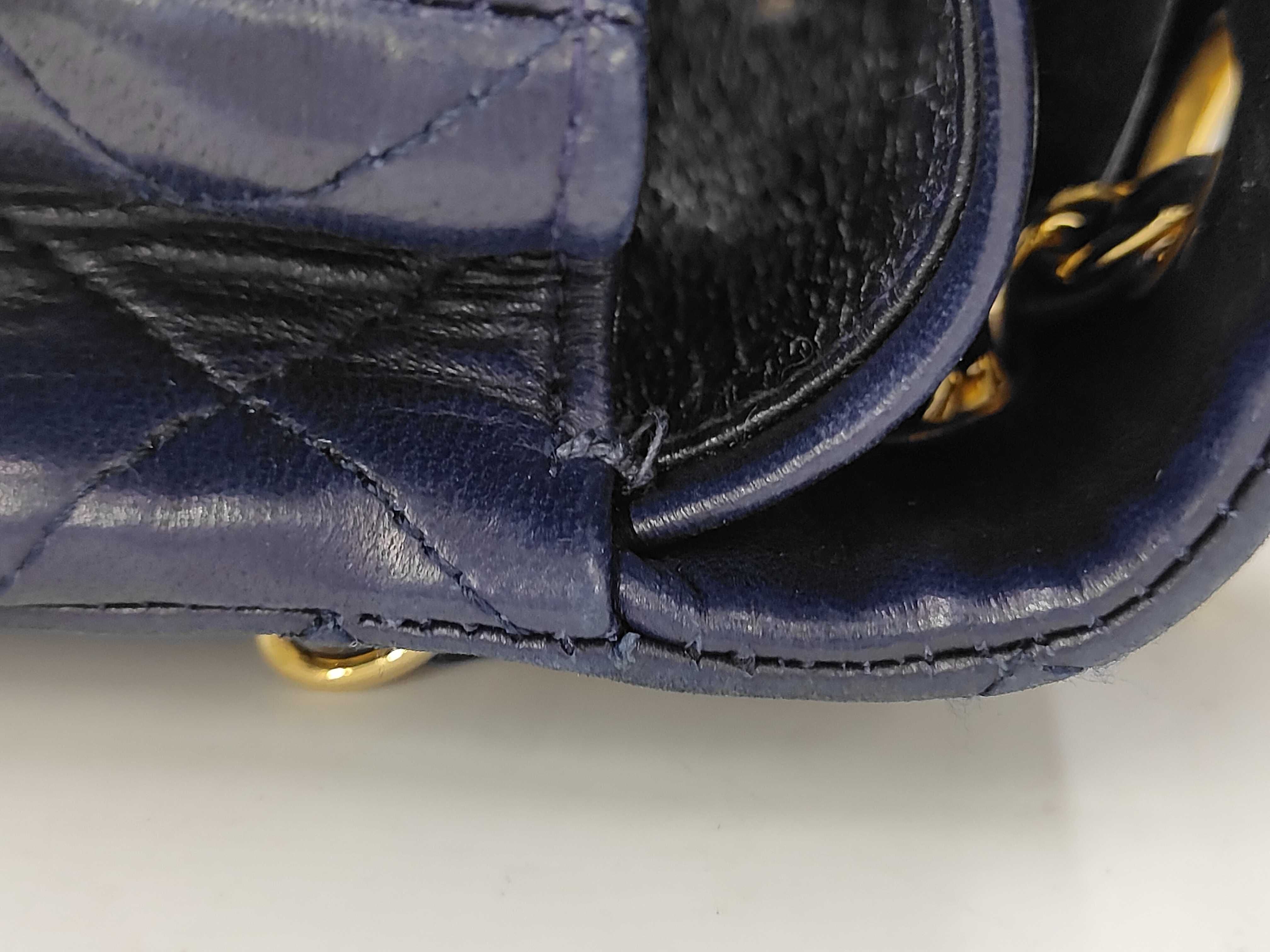 Double Flap Lambskin Navy Shoulder Bag 740 — view 10