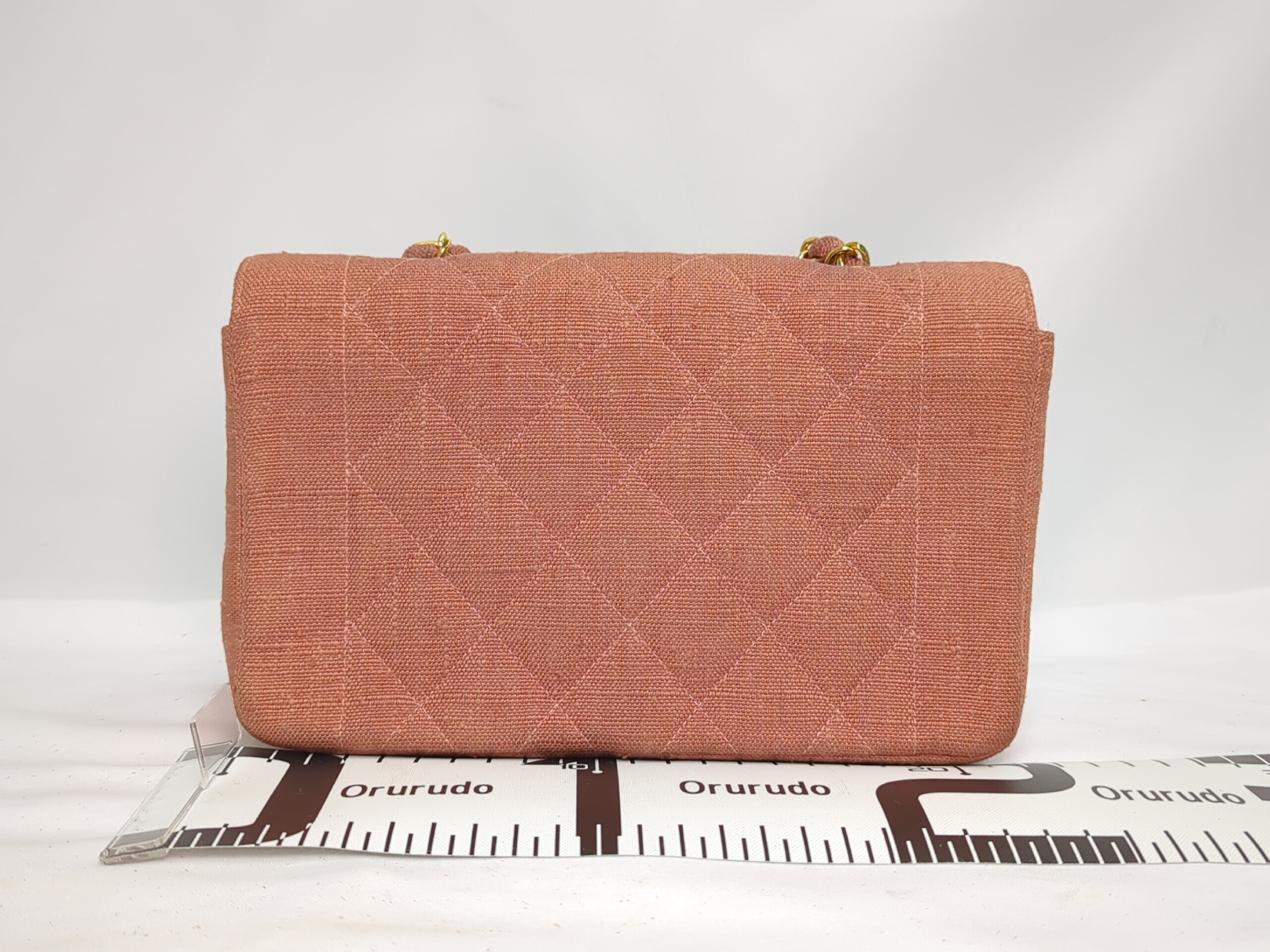 Linen Diana 22 Pink Gold Hardware Serial Number 2 Shoulder Bag — view 2