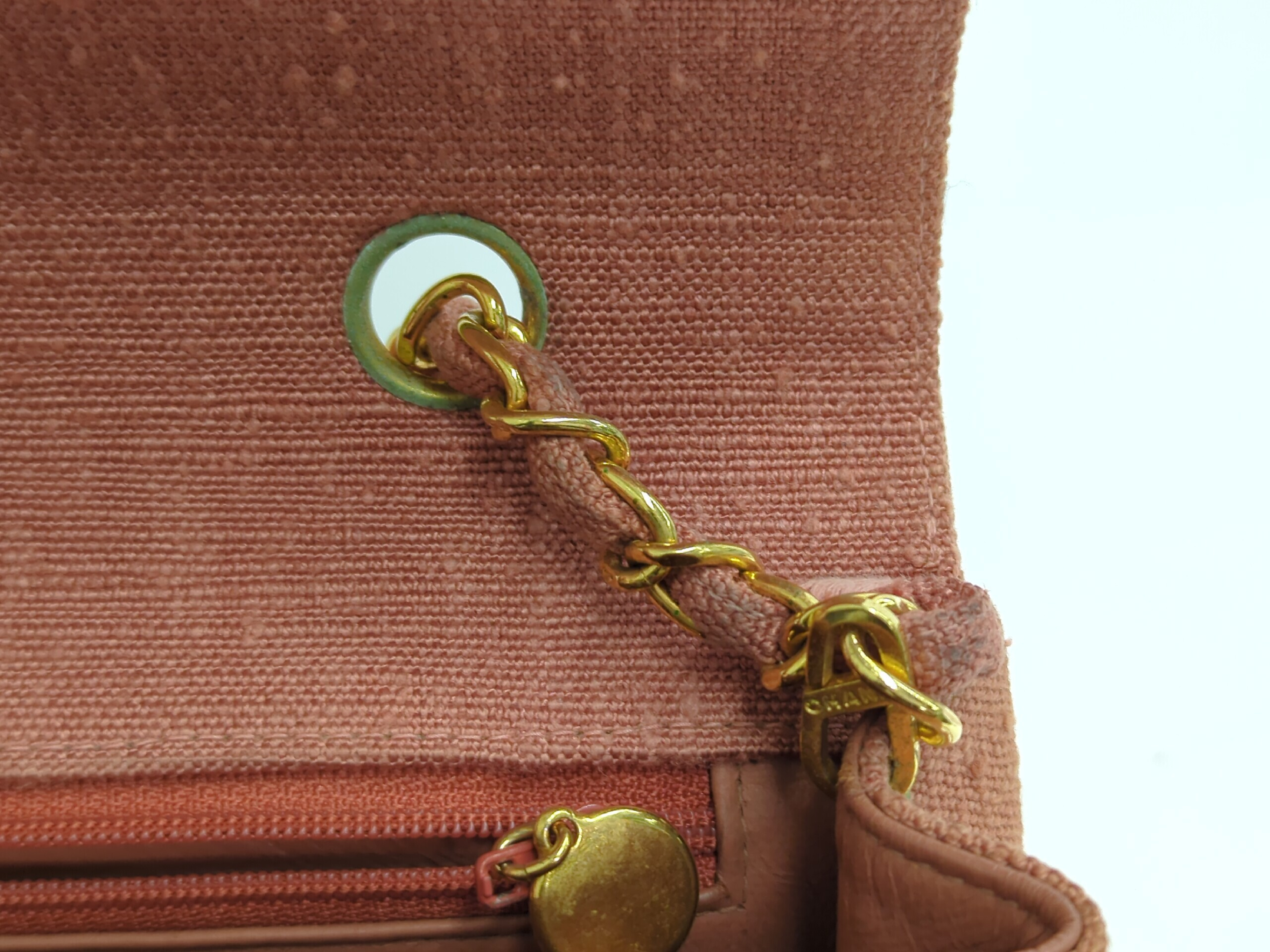 Linen Diana 22 Pink Gold Hardware Serial Number 2 Shoulder Bag — view 8