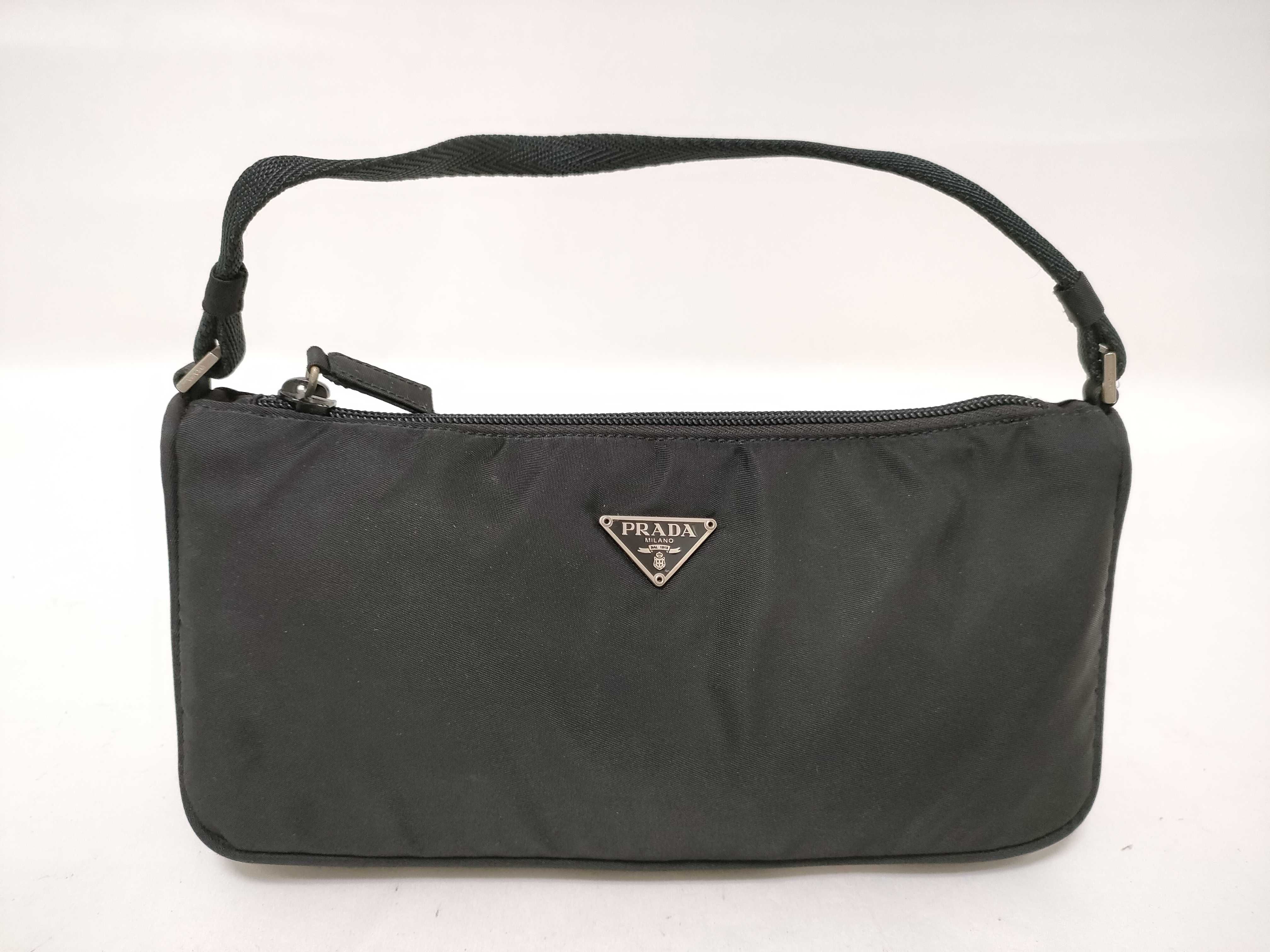 Nylon Triangle Logo Mini Handbag, Black, W23cm
