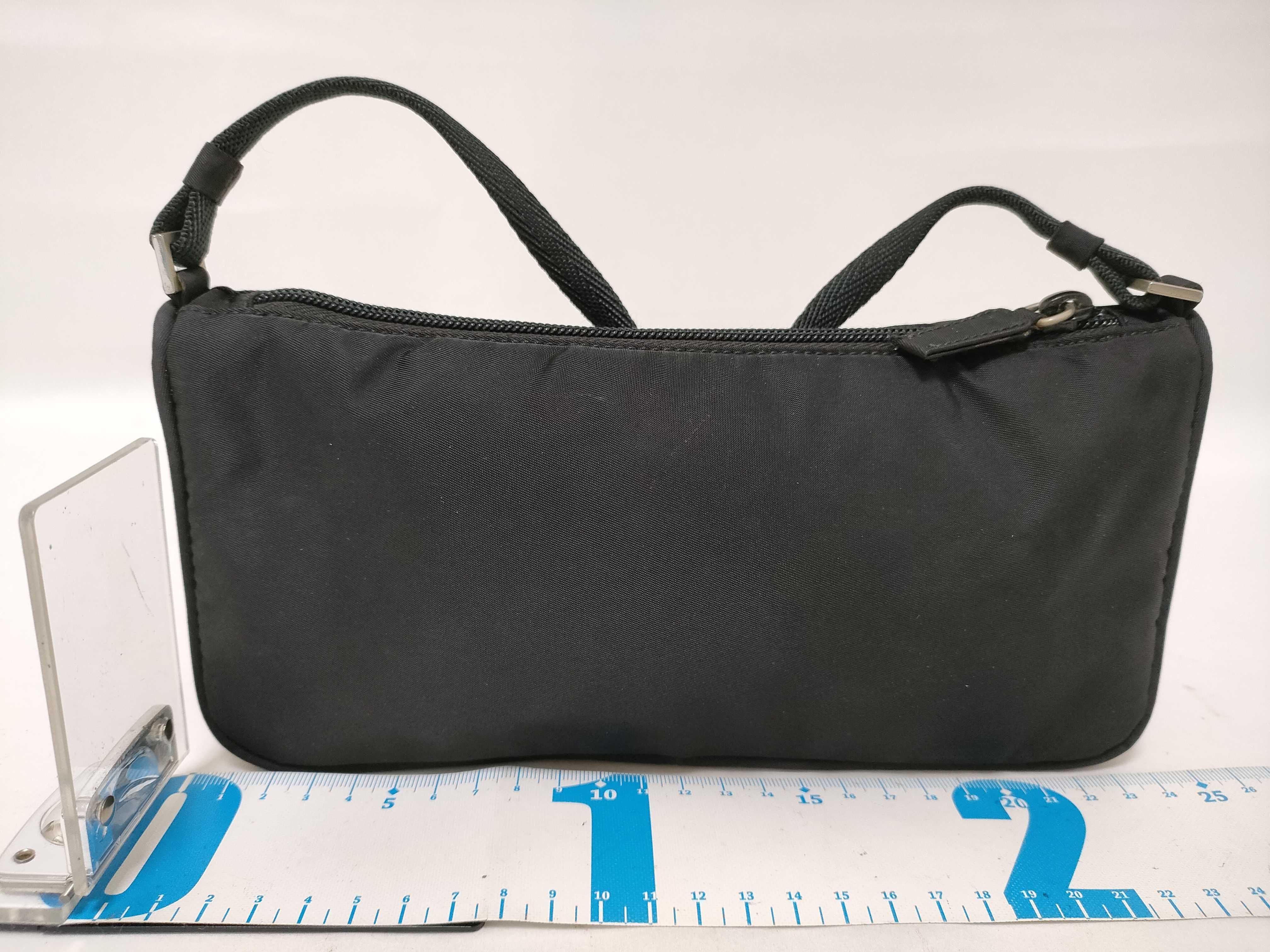 Nylon Triangle Logo Mini Handbag, Black, W23cm — view 2