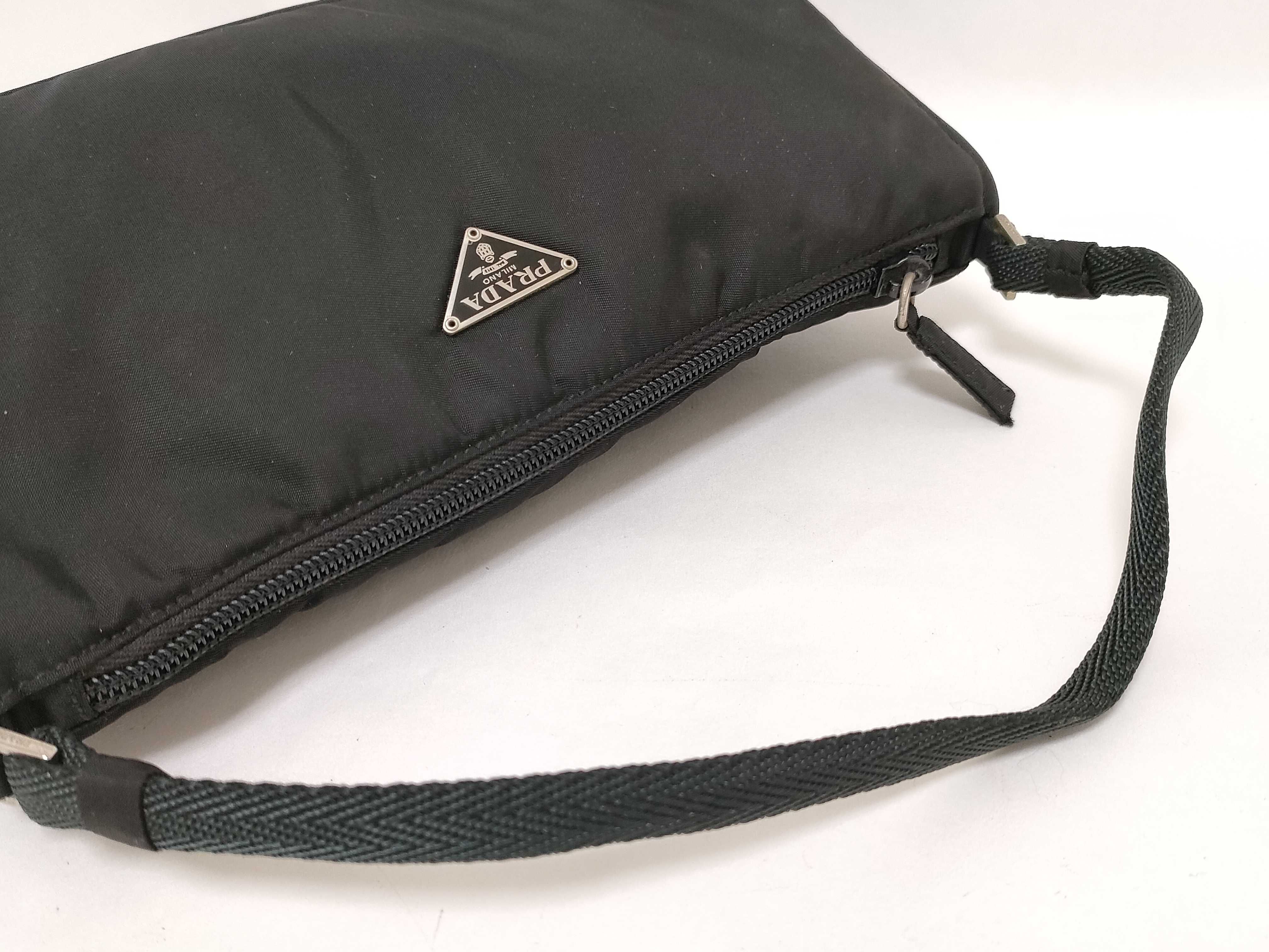Nylon Triangle Logo Mini Handbag, Black, W23cm — view 3