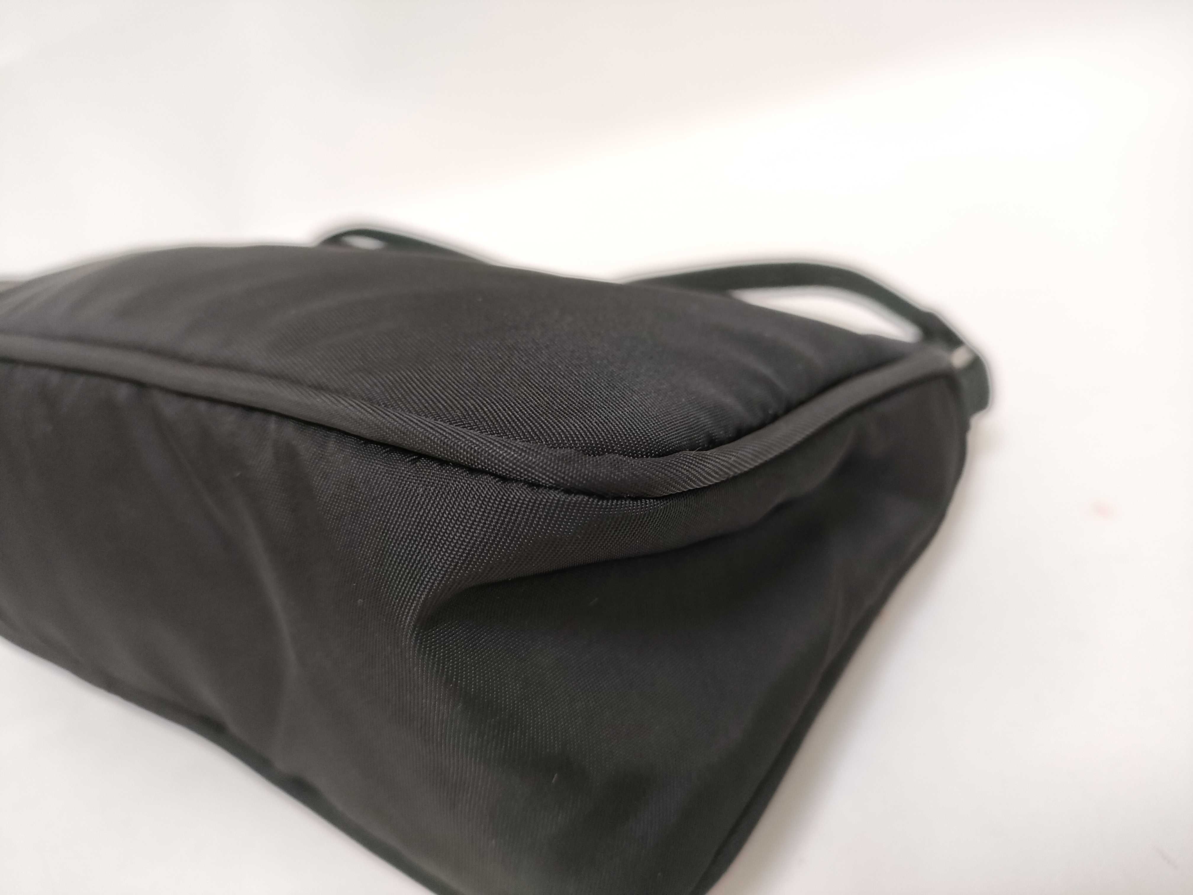 Nylon Triangle Logo Mini Handbag, Black, W23cm — view 6