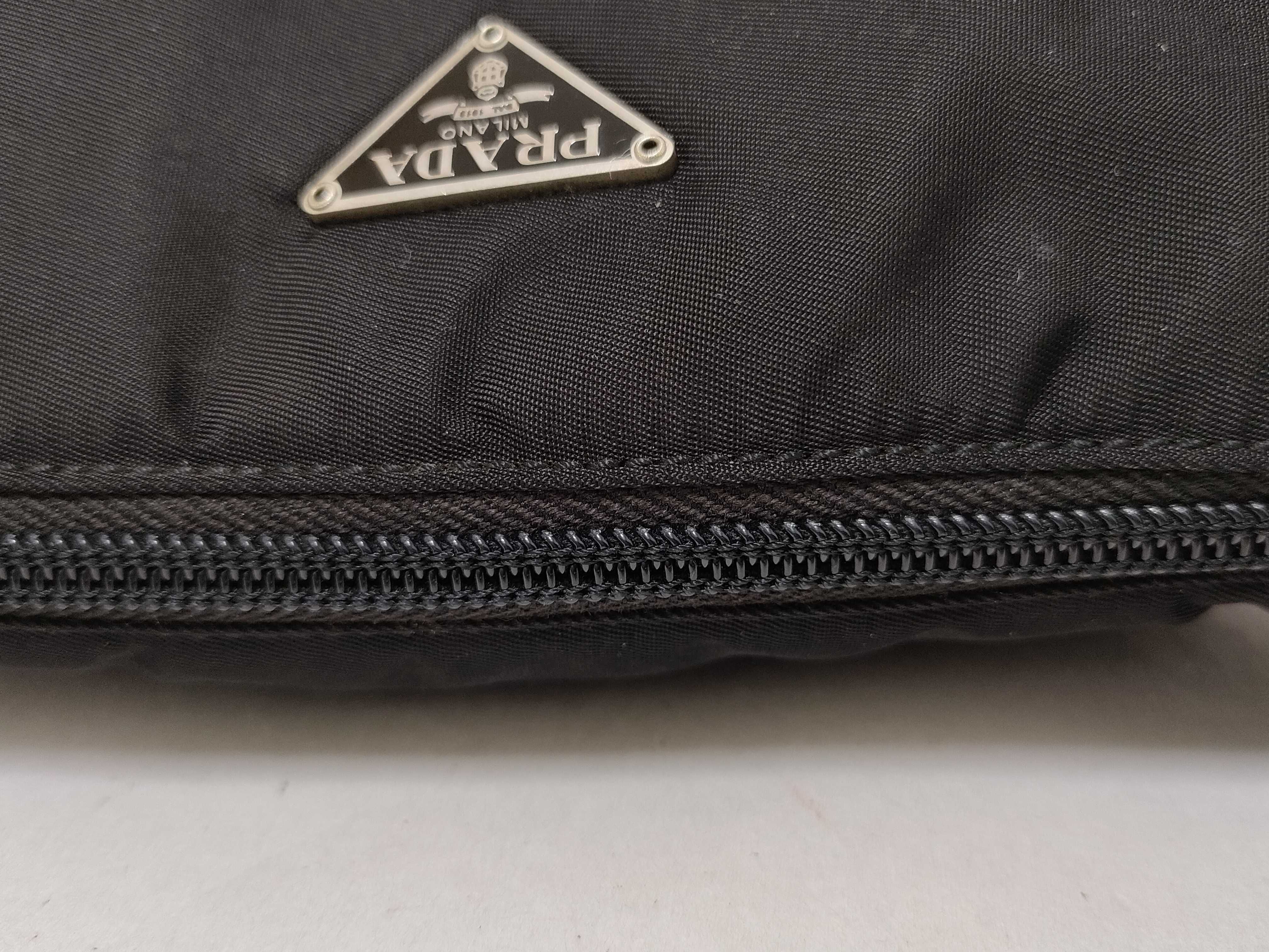Nylon Triangle Logo Mini Handbag, Black, W23cm — view 8