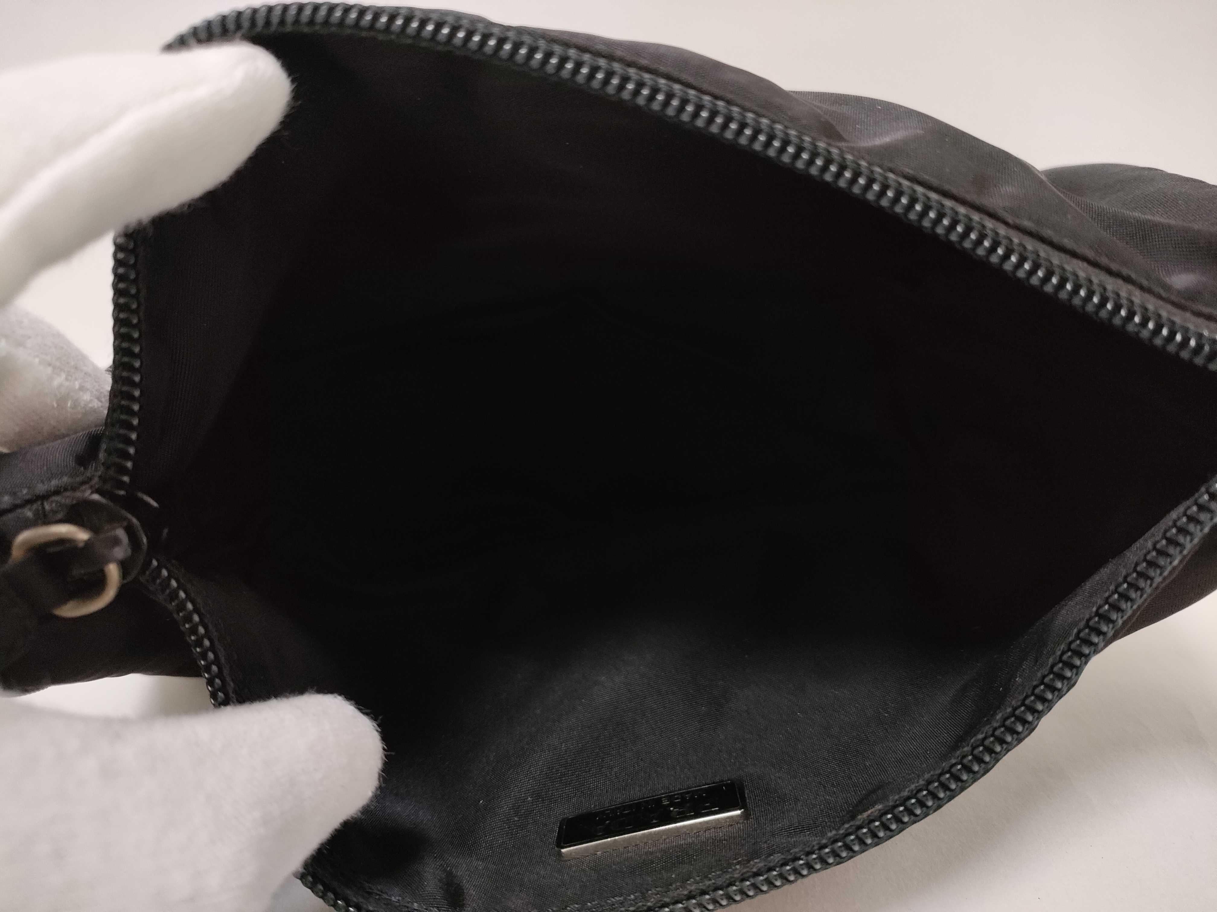 Nylon Triangle Logo Mini Handbag, Black, W23cm — view 10