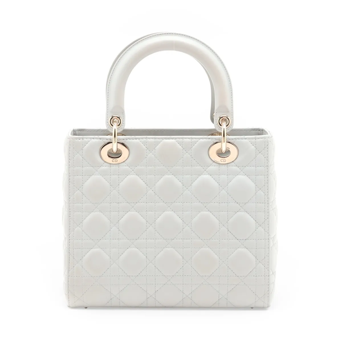 Lady Dior Cannage Leather 2-Way Handbag, Gray with Star Mark — view 2