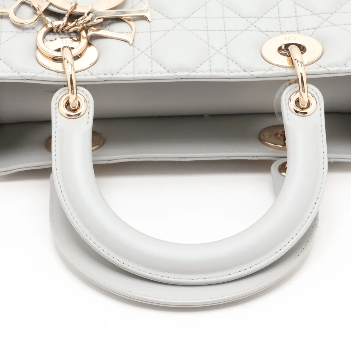 Lady Dior Cannage Leather 2-Way Handbag, Gray with Star Mark — view 5