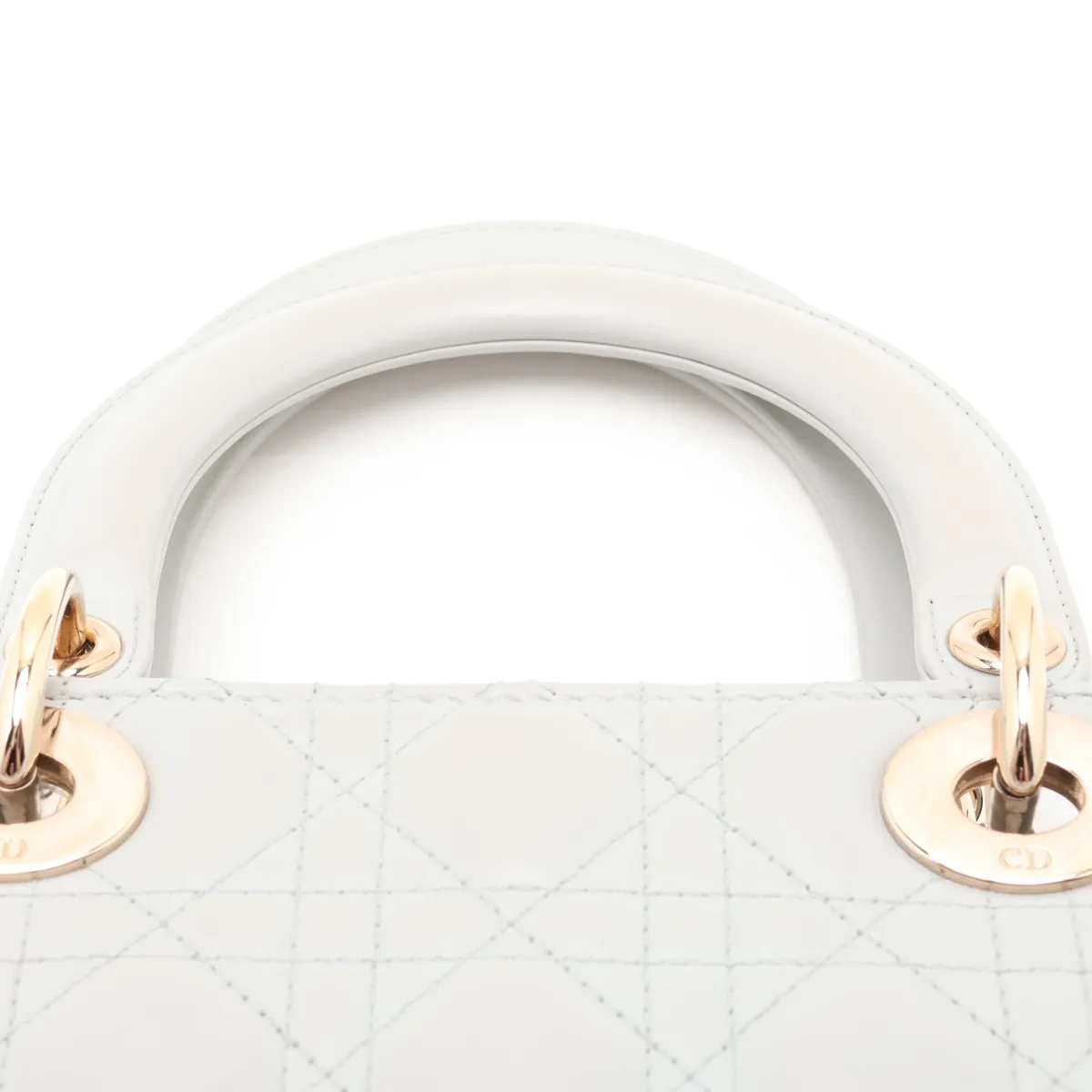 Lady Dior Cannage Leather 2-Way Handbag, Gray with Star Mark — view 6