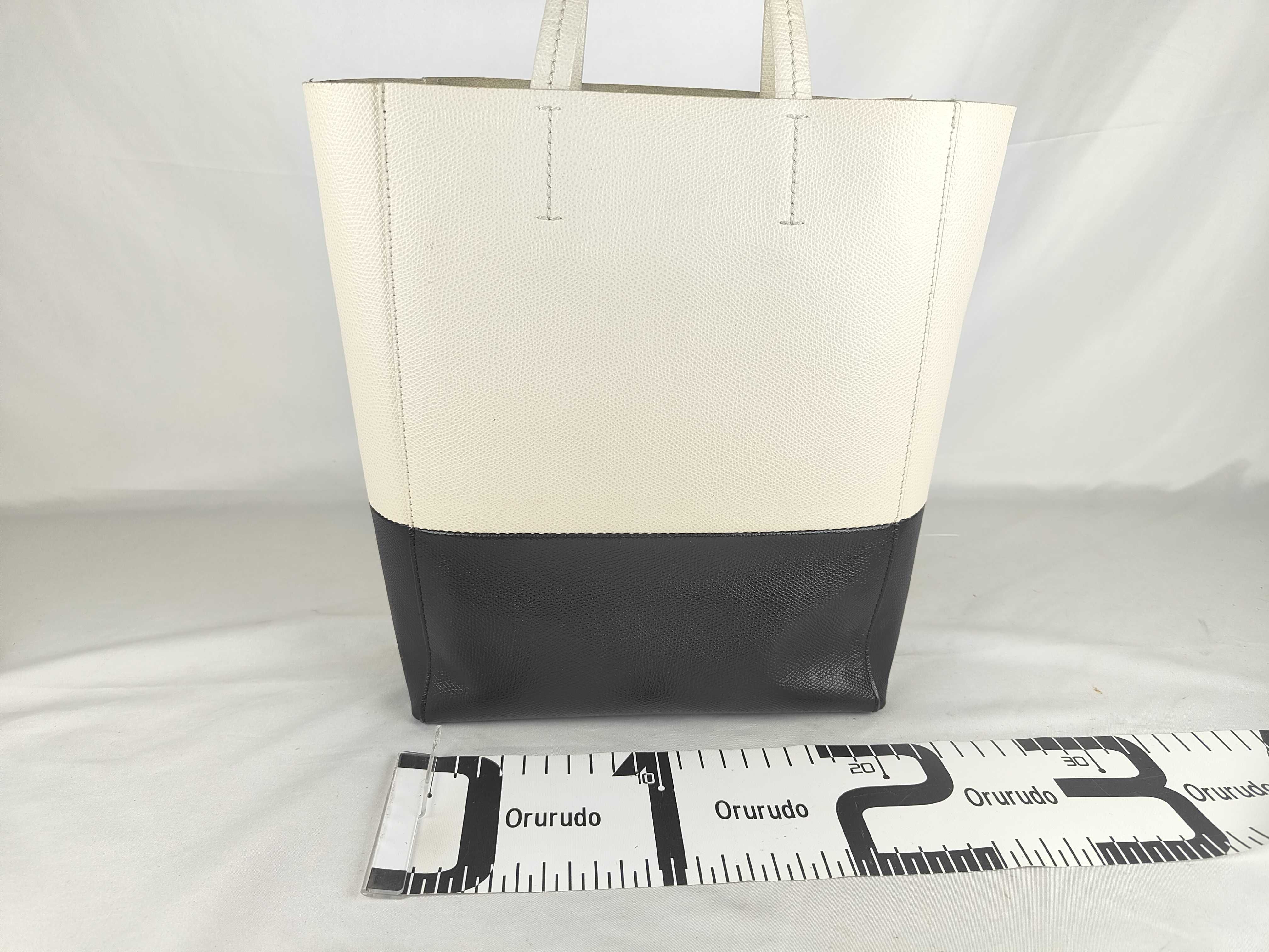 Small Vertical Cabas Tote, White x Black, 2-Way Tote Bag — view 2