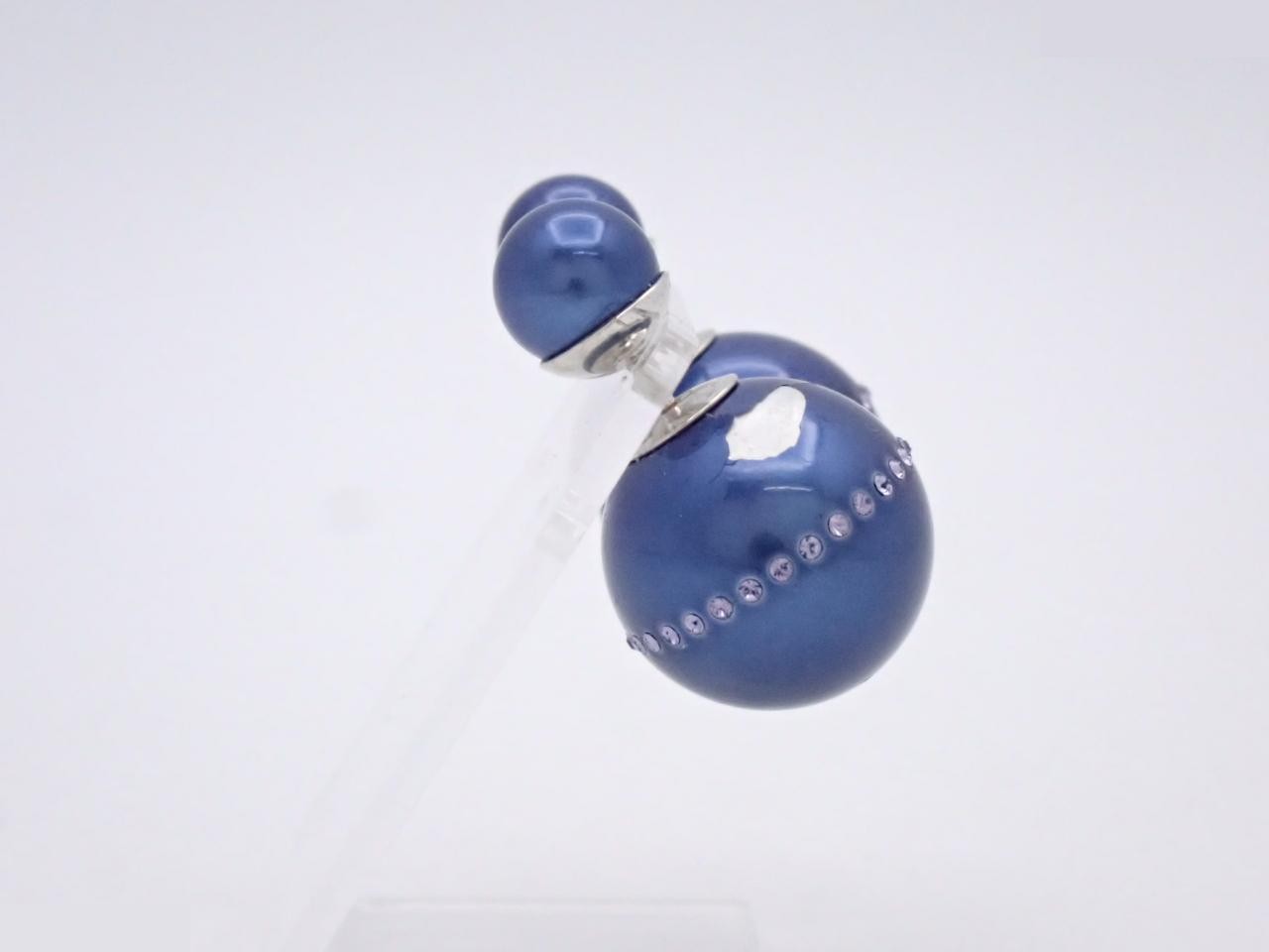 Rhinestone Earrings, Blue — view 3