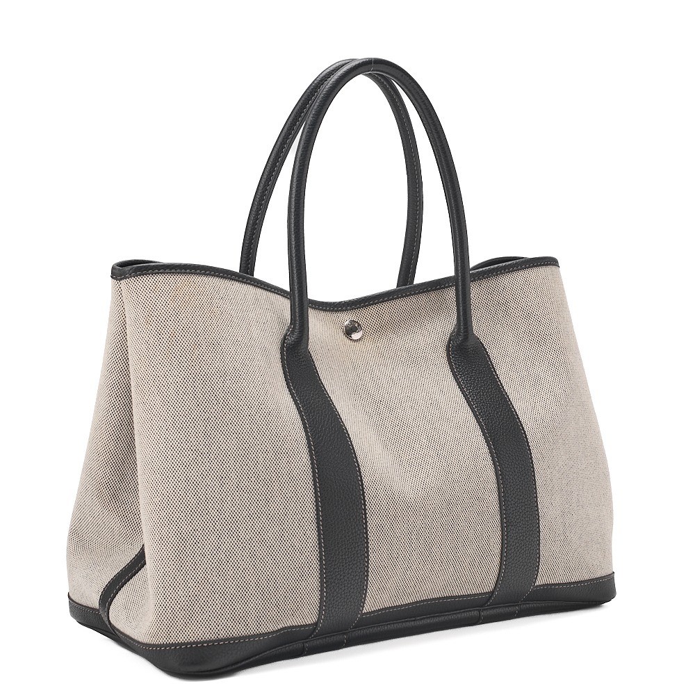 Garden Party 36 Toile H Tote Bag, Gray, Silver Hardware — view 3