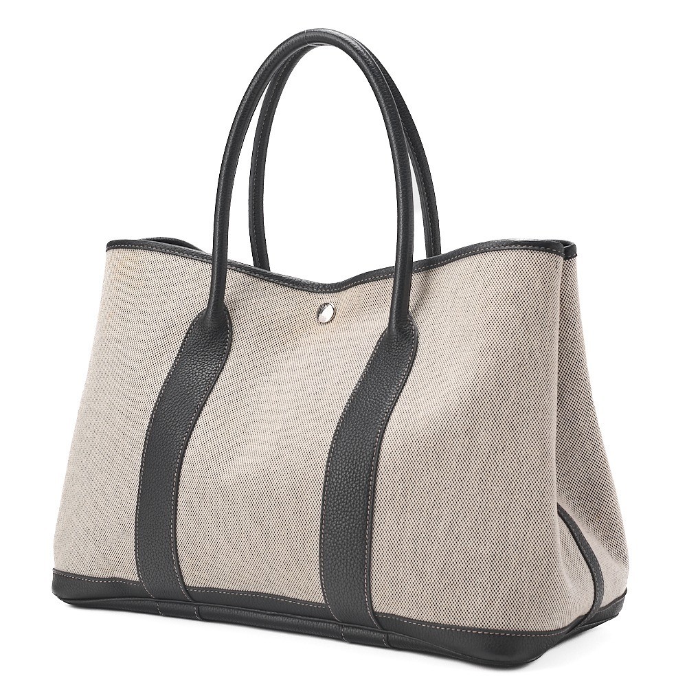 Garden Party 36 Toile H Tote Bag, Gray, Silver Hardware — view 4