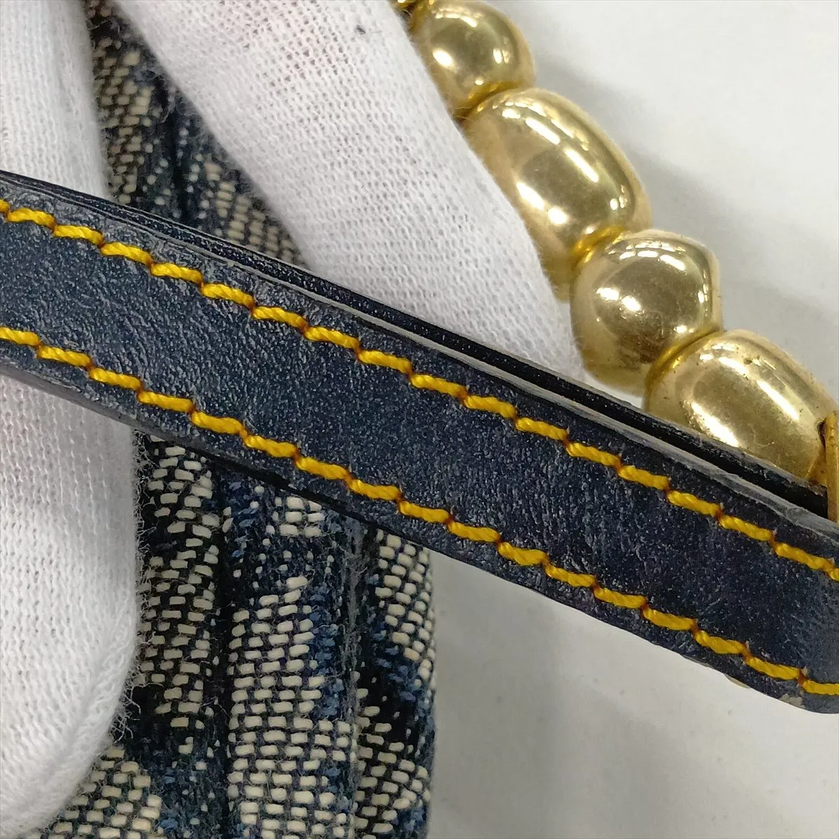Maris Pearl Trotter Canvas x Leather Shoulder Bag, Navy — view 14