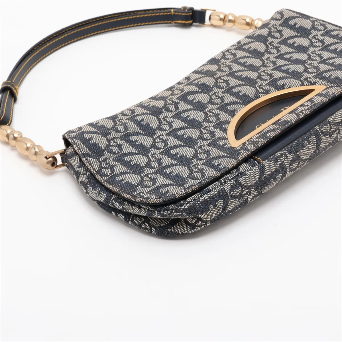 Maris Pearl Trotter Canvas x Leather Shoulder Bag, Navy — view 4
