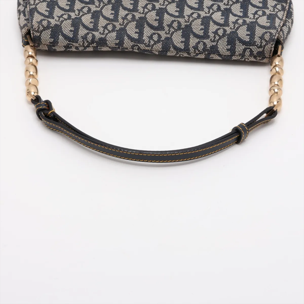 Maris Pearl Trotter Canvas x Leather Shoulder Bag, Navy — view 5