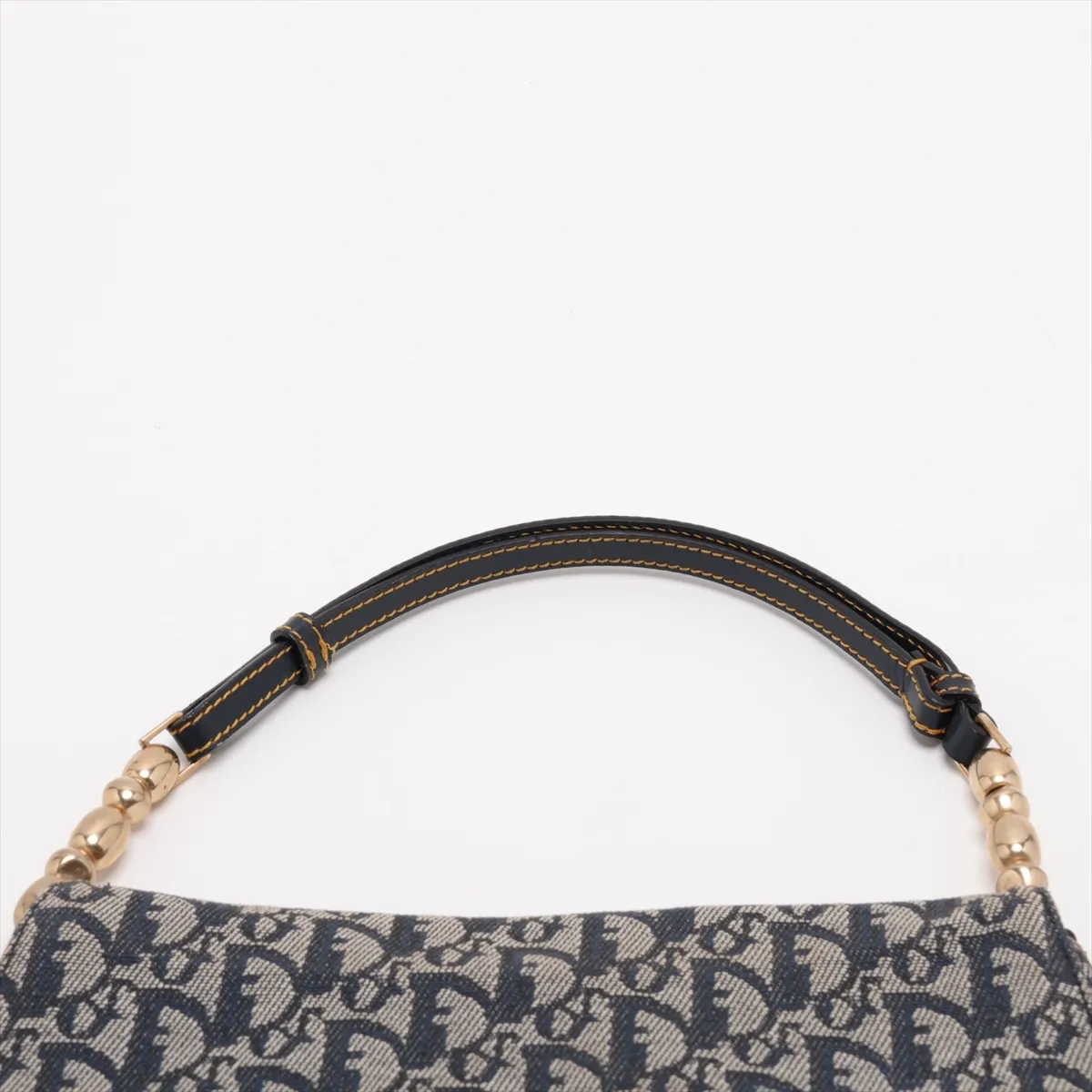 Maris Pearl Trotter Canvas x Leather Shoulder Bag, Navy — view 6