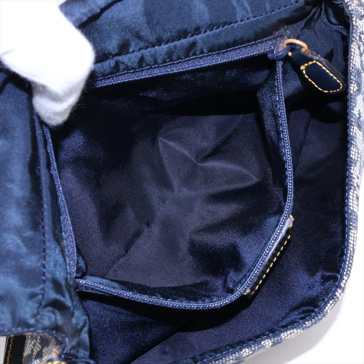 Maris Pearl Trotter Canvas x Leather Shoulder Bag, Navy — view 8
