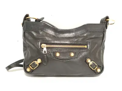 Giant Hip Leather Shoulder Bag, Black, 237203 (Shoulder Bag)