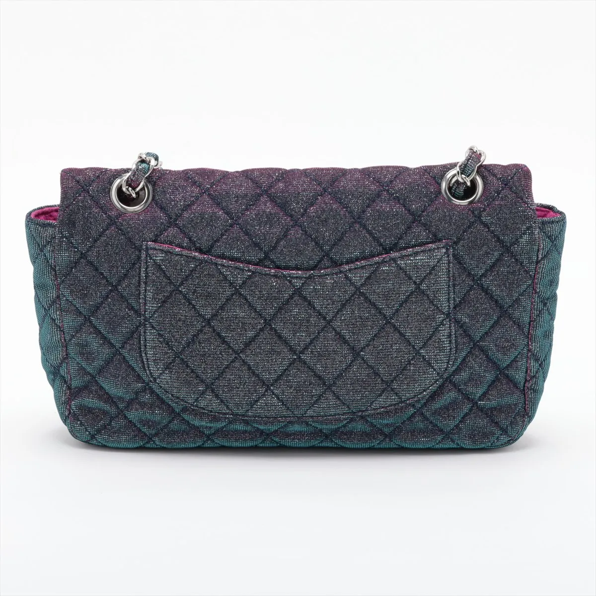 Matelassé Canvas Single Flap Double Chain Bag, Gradient Blue, Silver Hardware, 13992833, Serial Number 13 — view 2