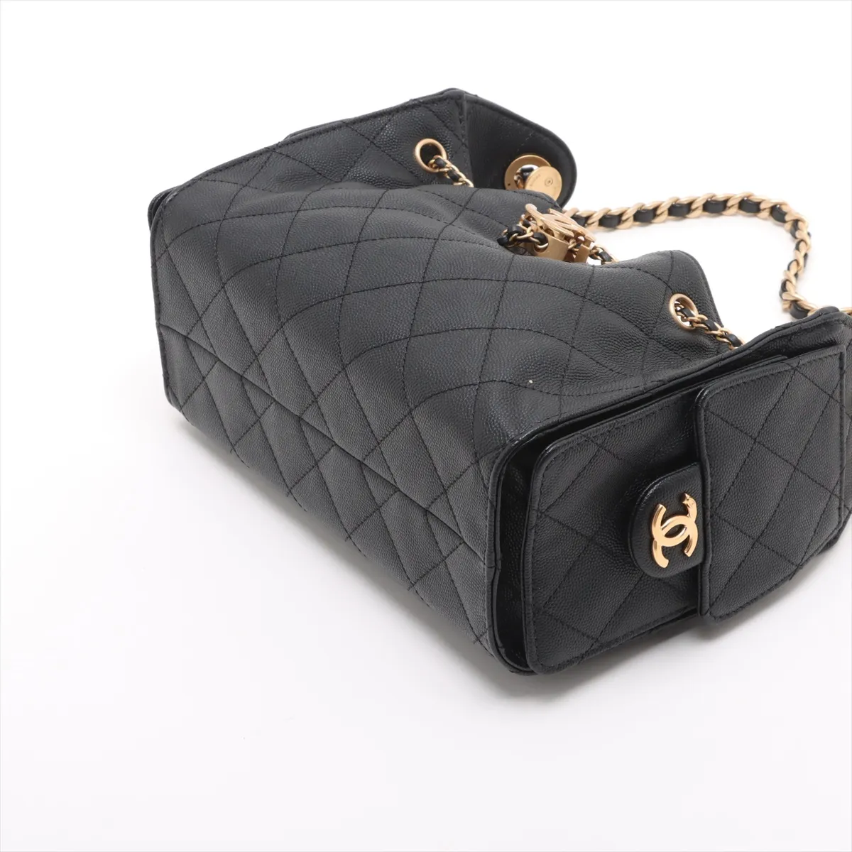 [Individually wrapped] Chanel 25 Mini Caviar Skin Chain Shoulder Bag Drawstring Black Gold Hardware K9JK4EG2 Random Plate AS5631 — view 3